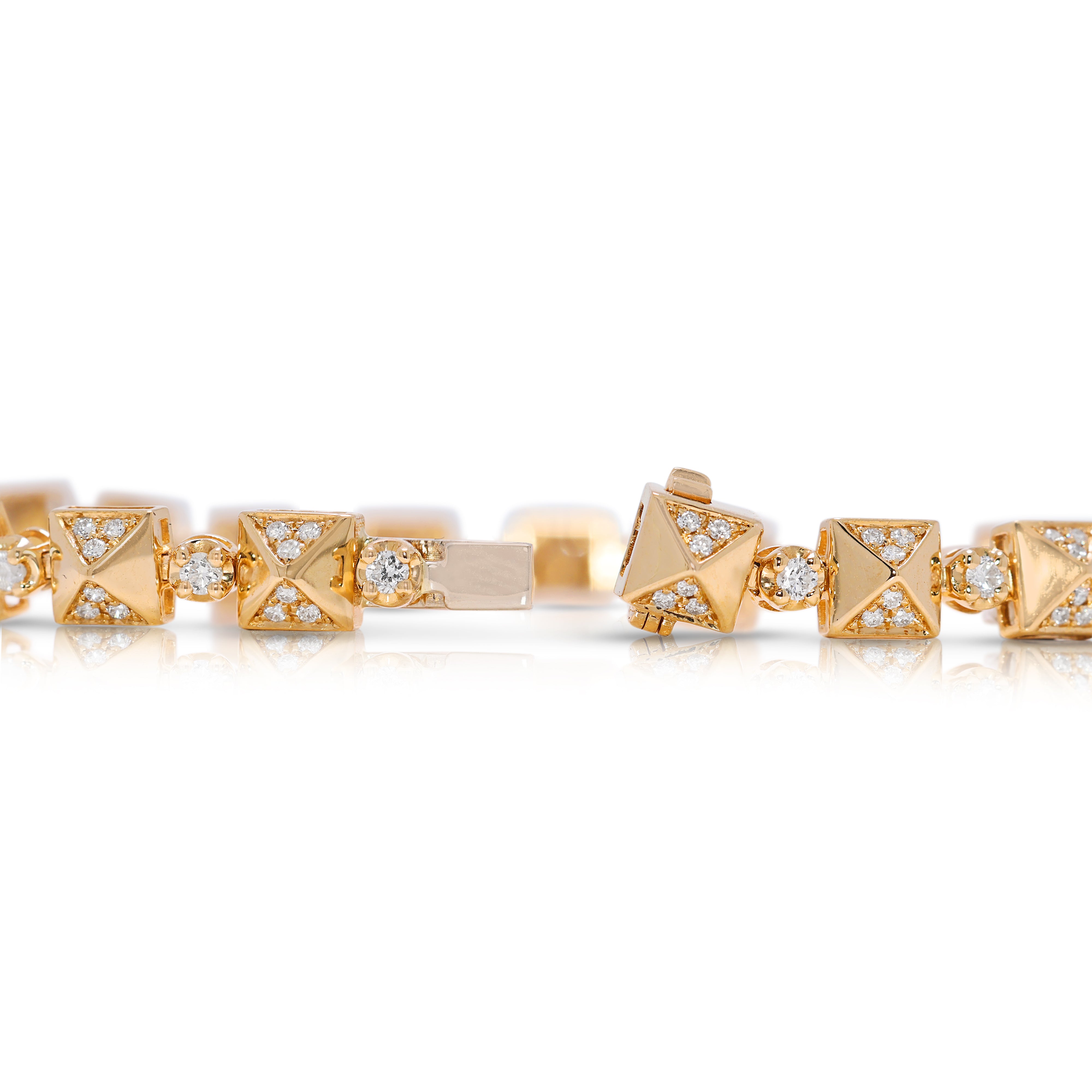 Luxurious 1.10ct Natural Diamond Link Bracelet in 18K Yellow Gold