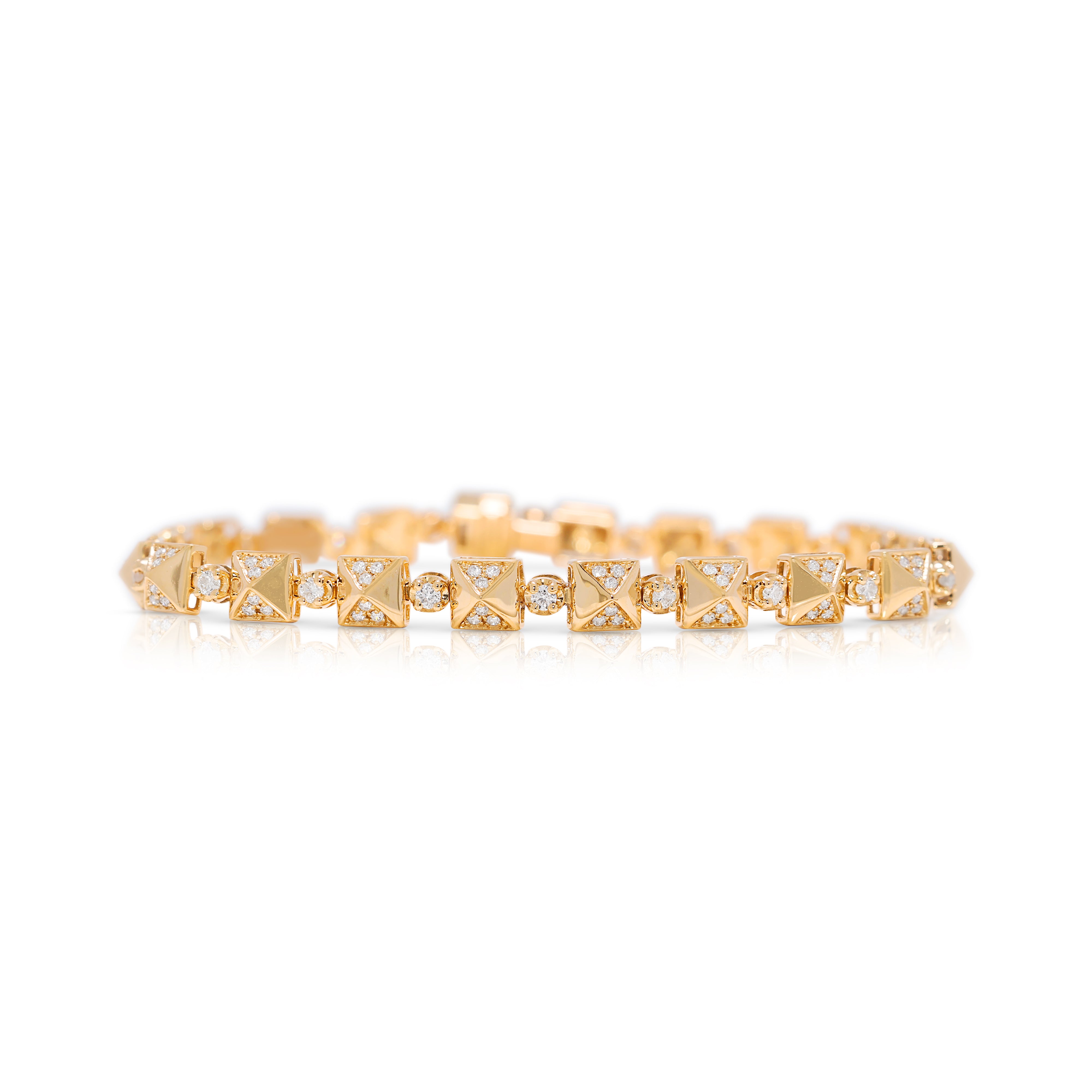 Luxurious 1.10ct Natural Diamond Link Bracelet in 18K Yellow Gold