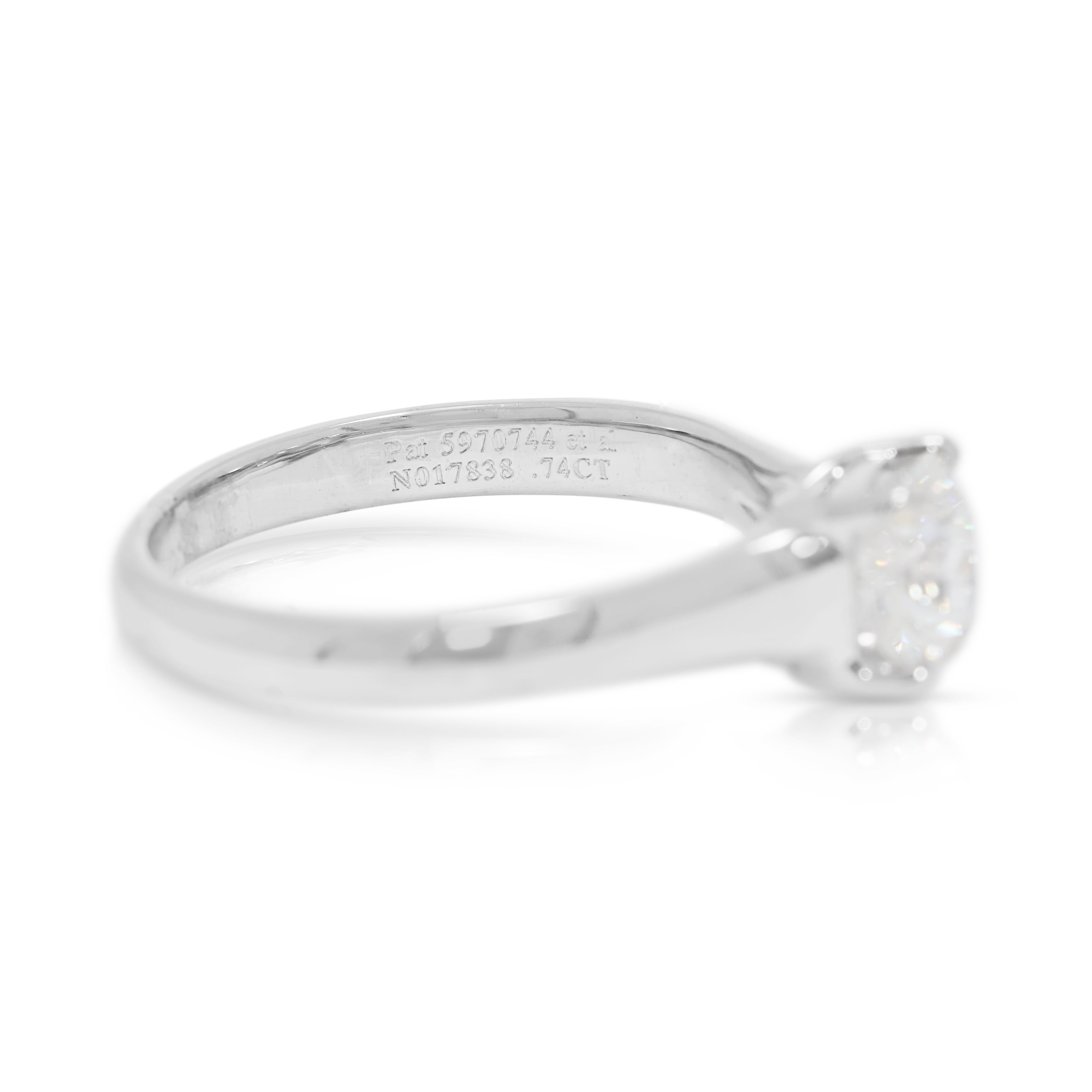 Sophisticated 0.74ct Natural Diamond Solitaire Ring in Platinum