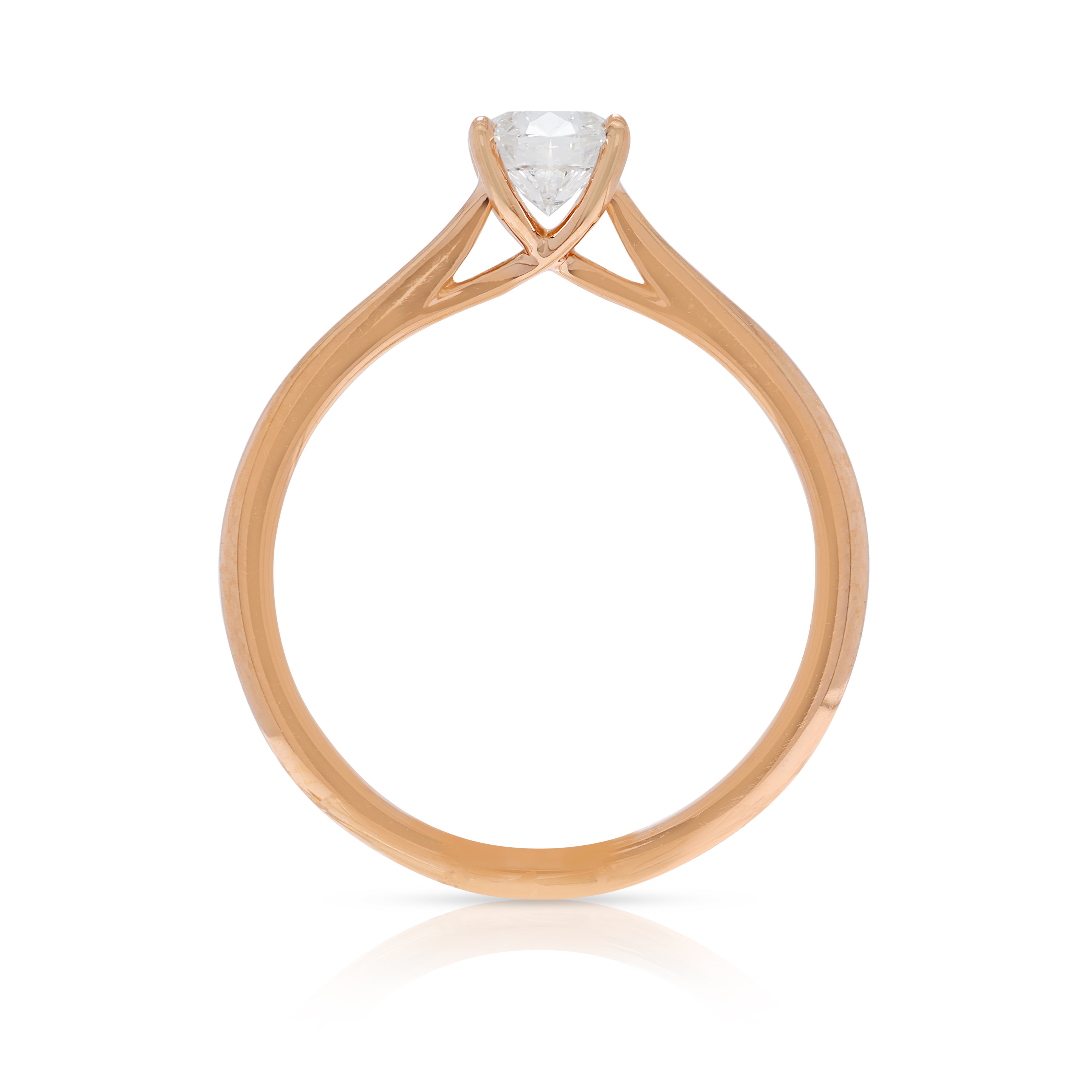 Refined 0.43ct Natural Diamond Jann Paul Solitaire Ring in 18K Rose Gold with AGS Certificate