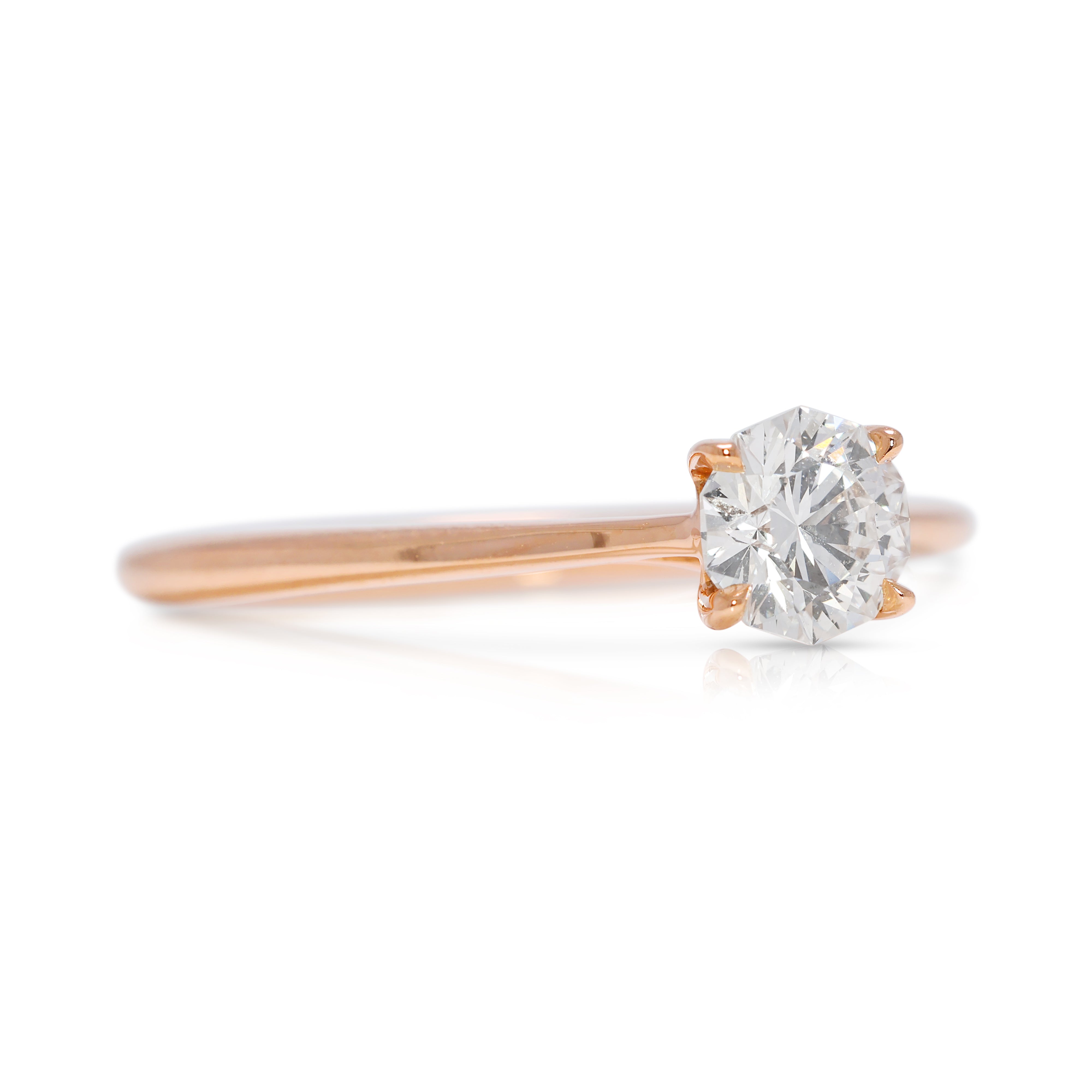 Refined 0.43ct Natural Diamond Jann Paul Solitaire Ring in 18K Rose Gold with AGS Certificate