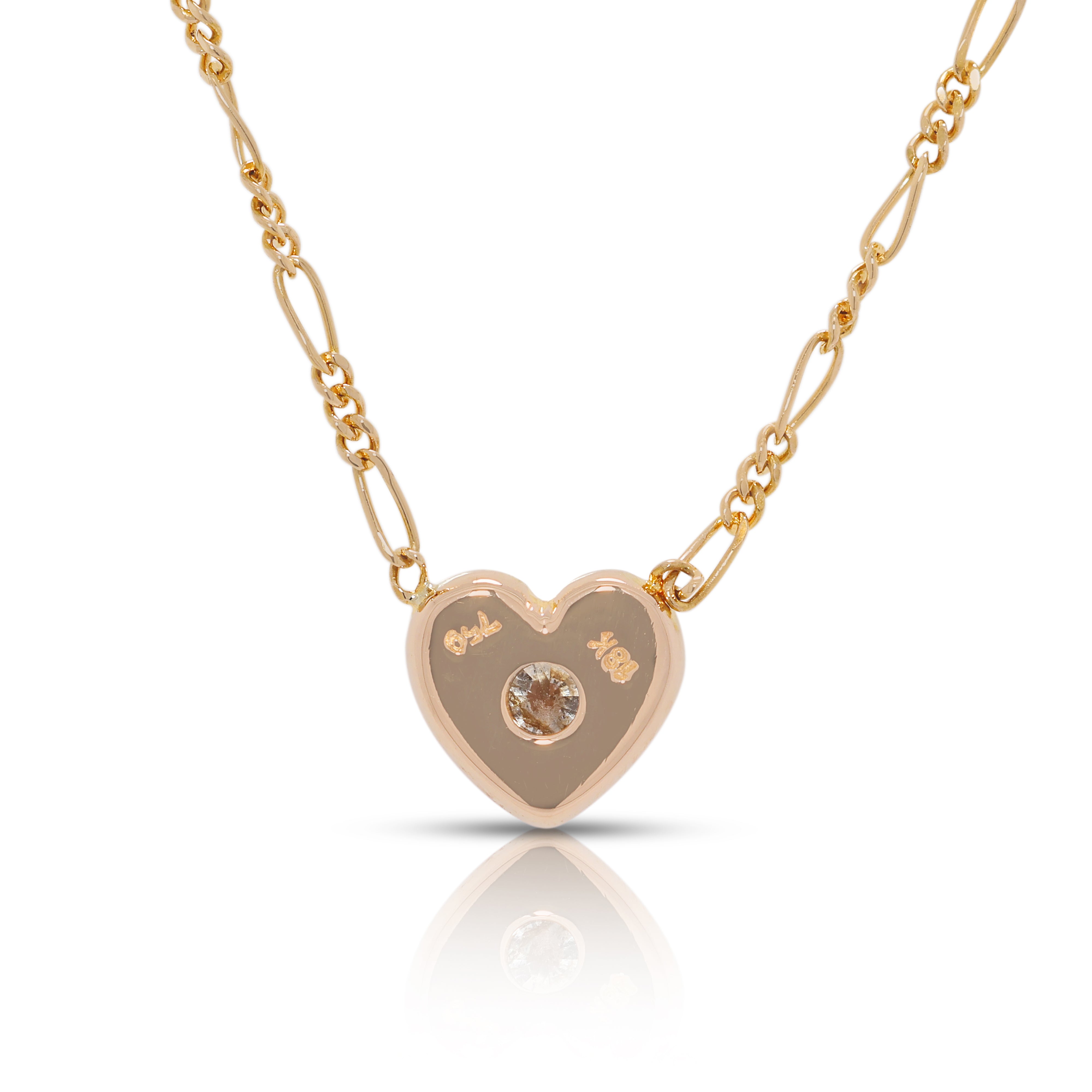 Romantic 0.23ct Natural Diamond Heart Necklace in 18K Yellow Gold