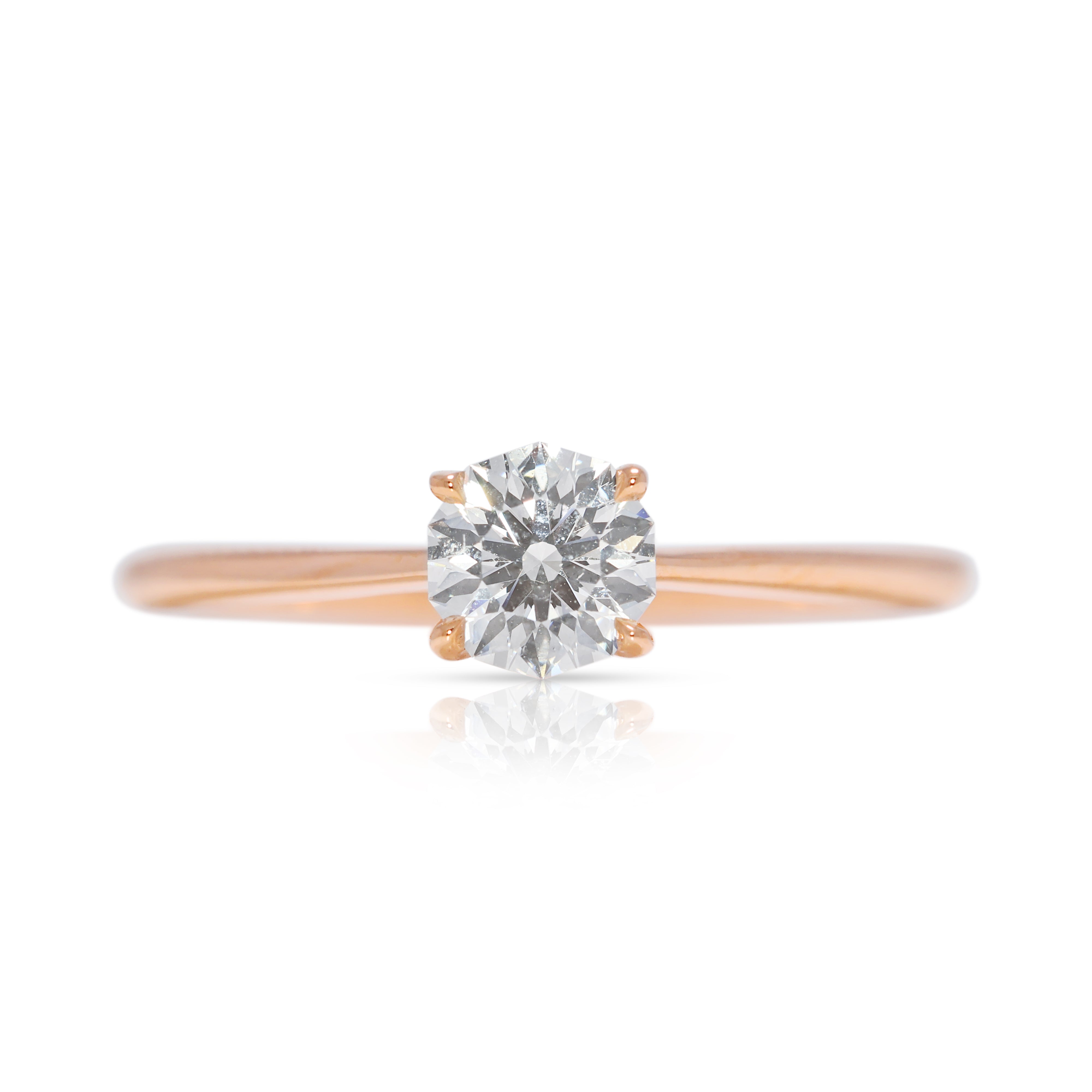 Refined 0.43ct Natural Diamond Jann Paul Solitaire Ring in 18K Rose Gold with AGS Certificate
