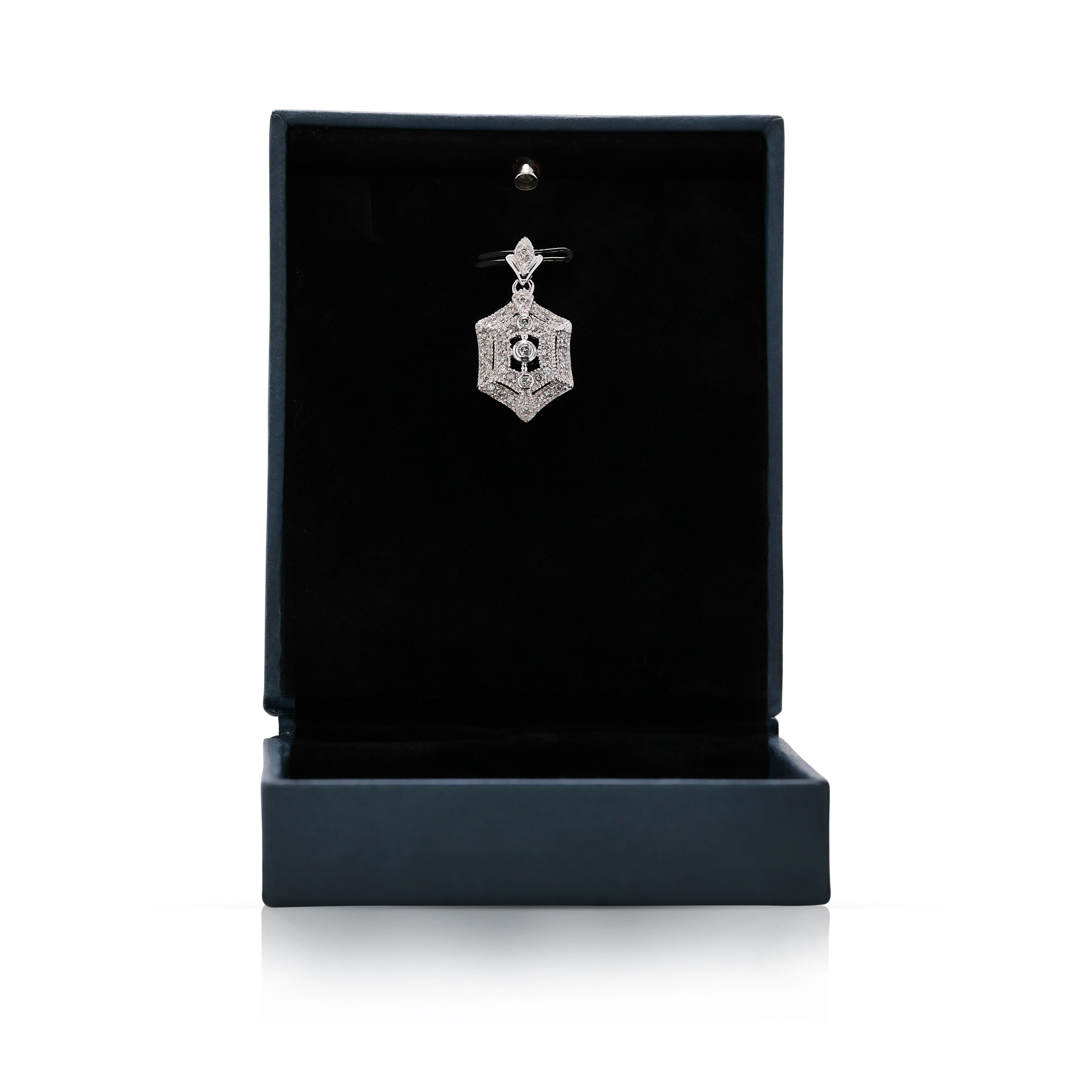 Delicate 0.4ct Natural Diamonds Pendant in 14K White Gold