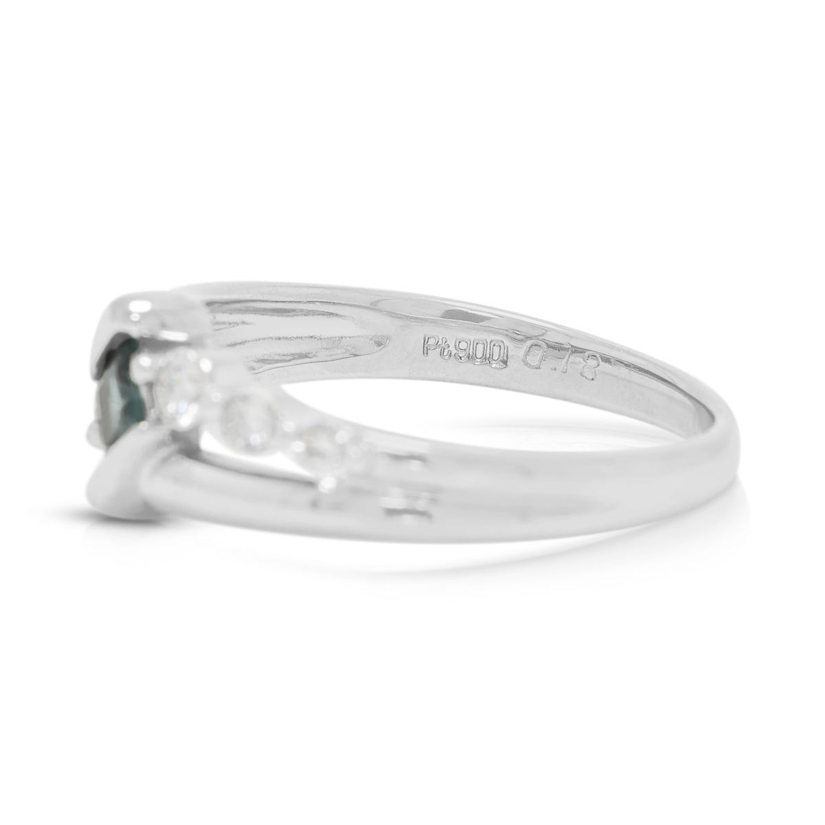 Captivating 0.18ct Princess Green Tourmaline and 0.23ct Natural Diamond Bypass Ring in Platinum