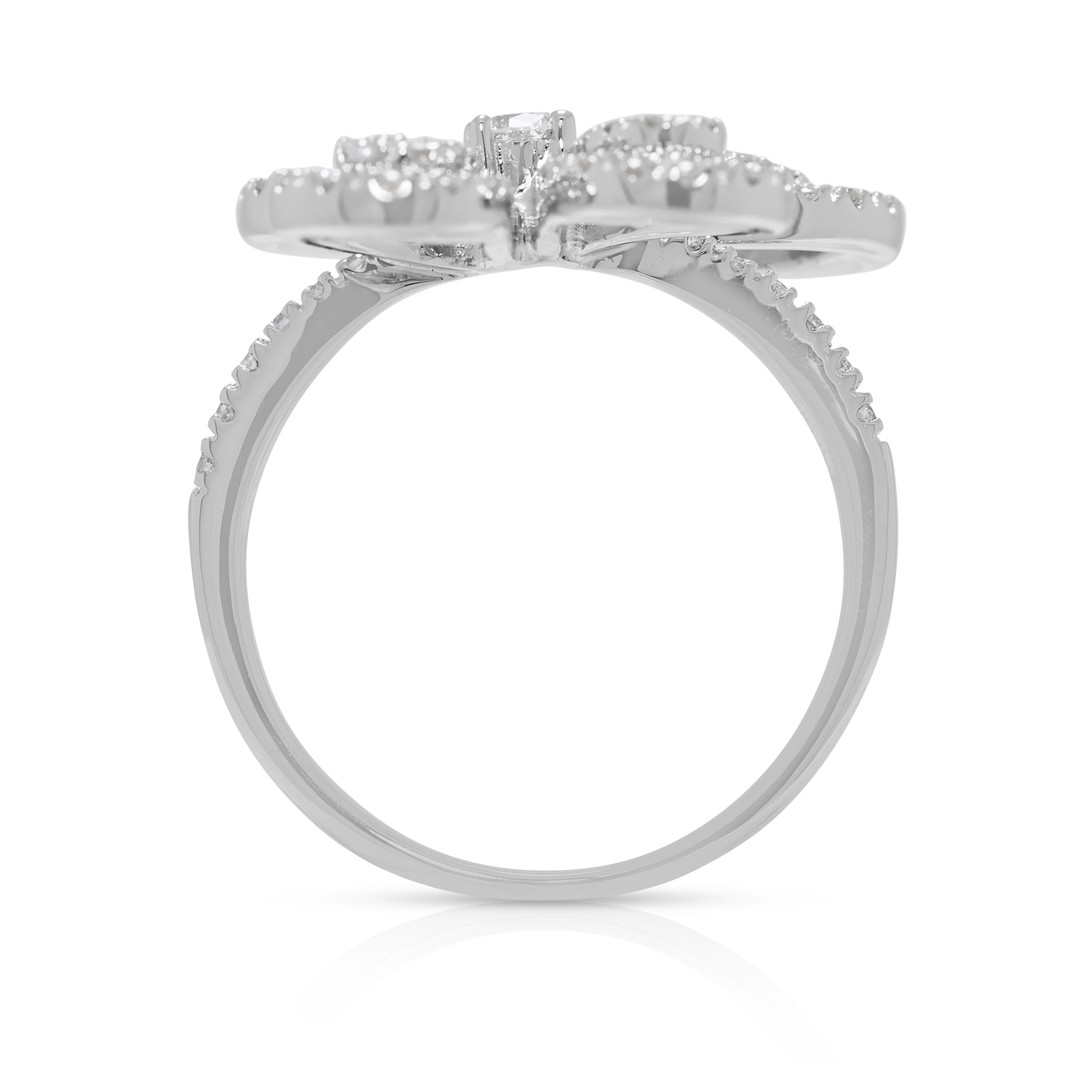 Unique 0.60ct Natural Diamond 18K White Gold Ring (Unworn)