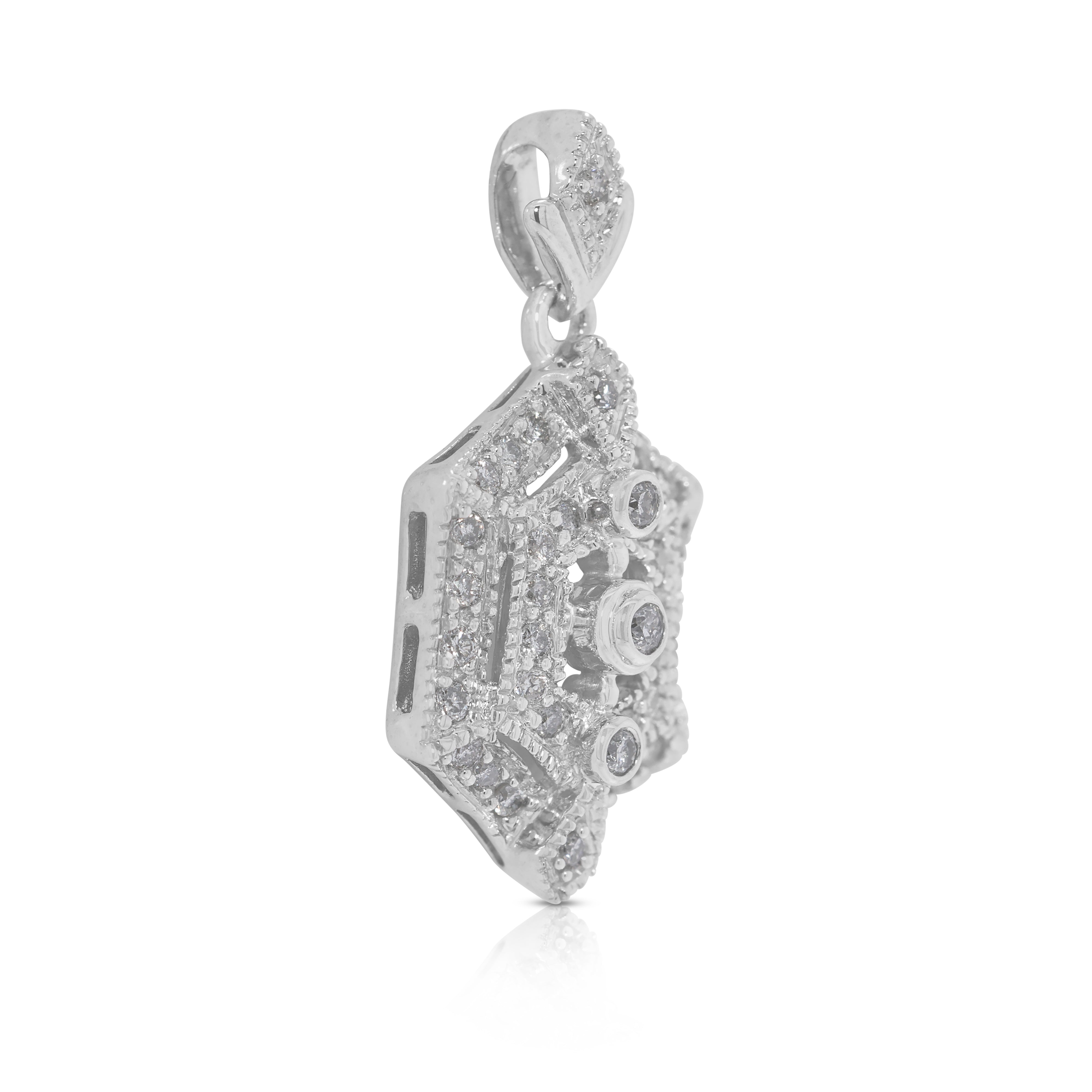 Delicate 0.4ct Natural Diamonds Pendant in 14K White Gold