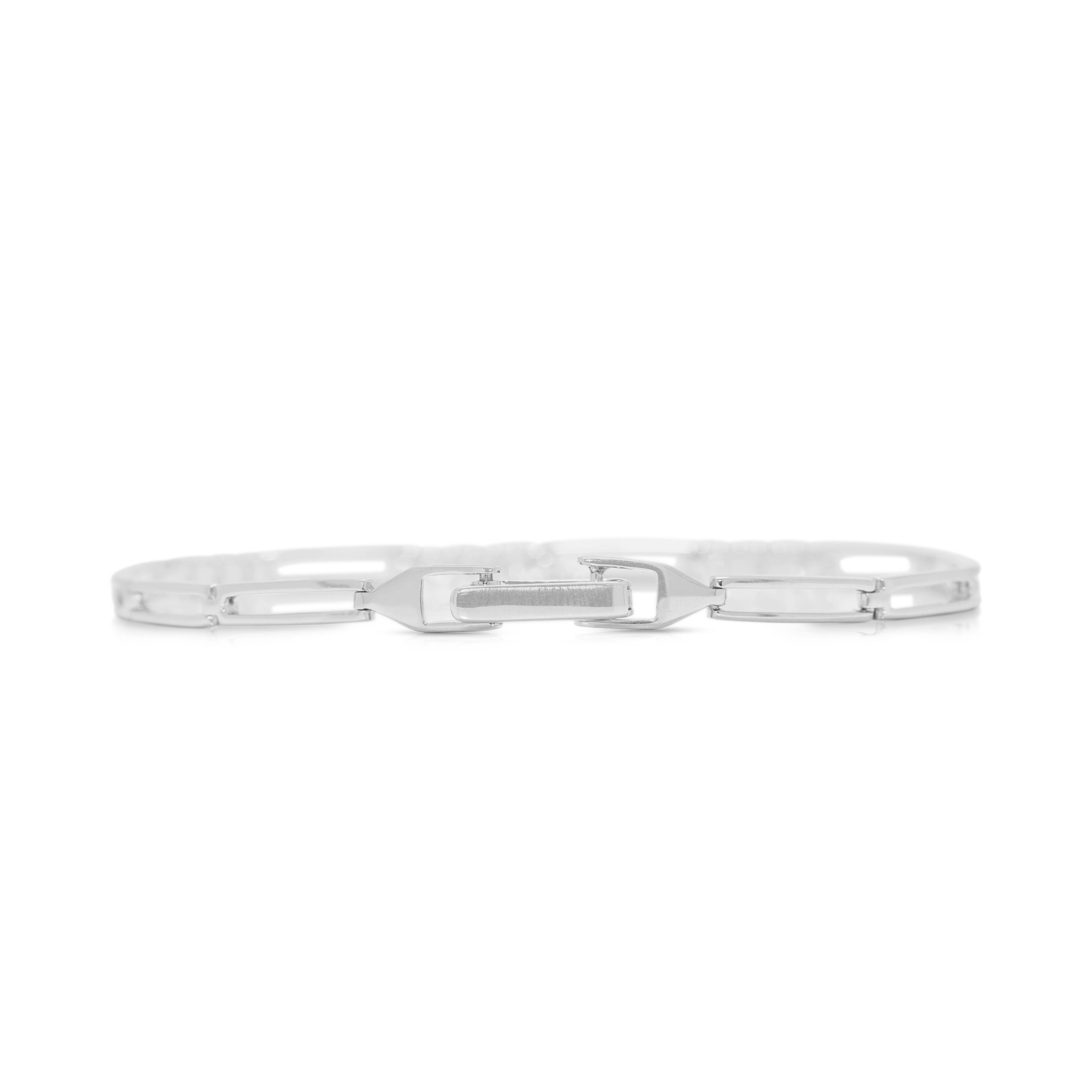 Delicate 0.09ct Natural Diamond 10K White Gold Bracelet