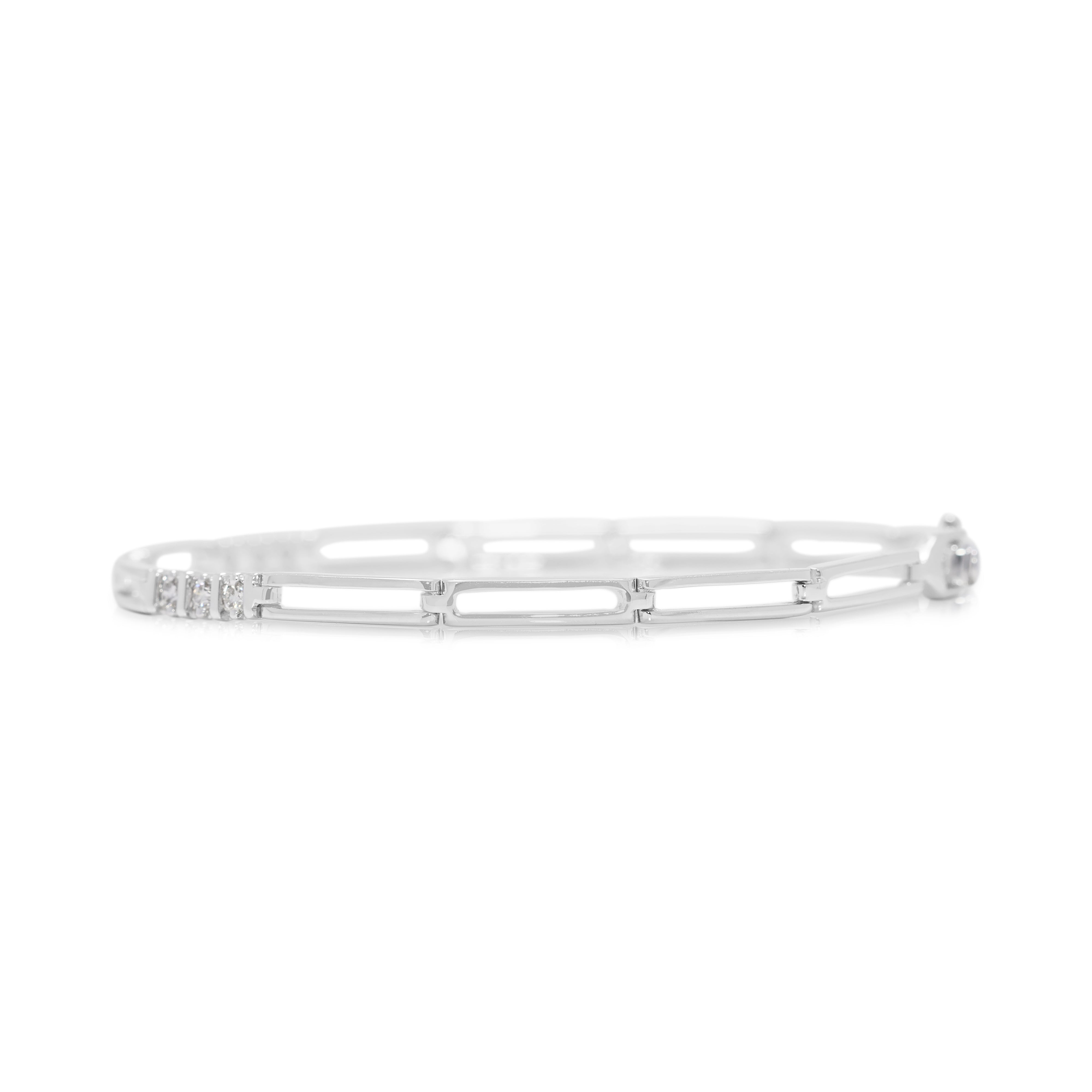 Delicate 0.09ct Natural Diamond 10K White Gold Bracelet