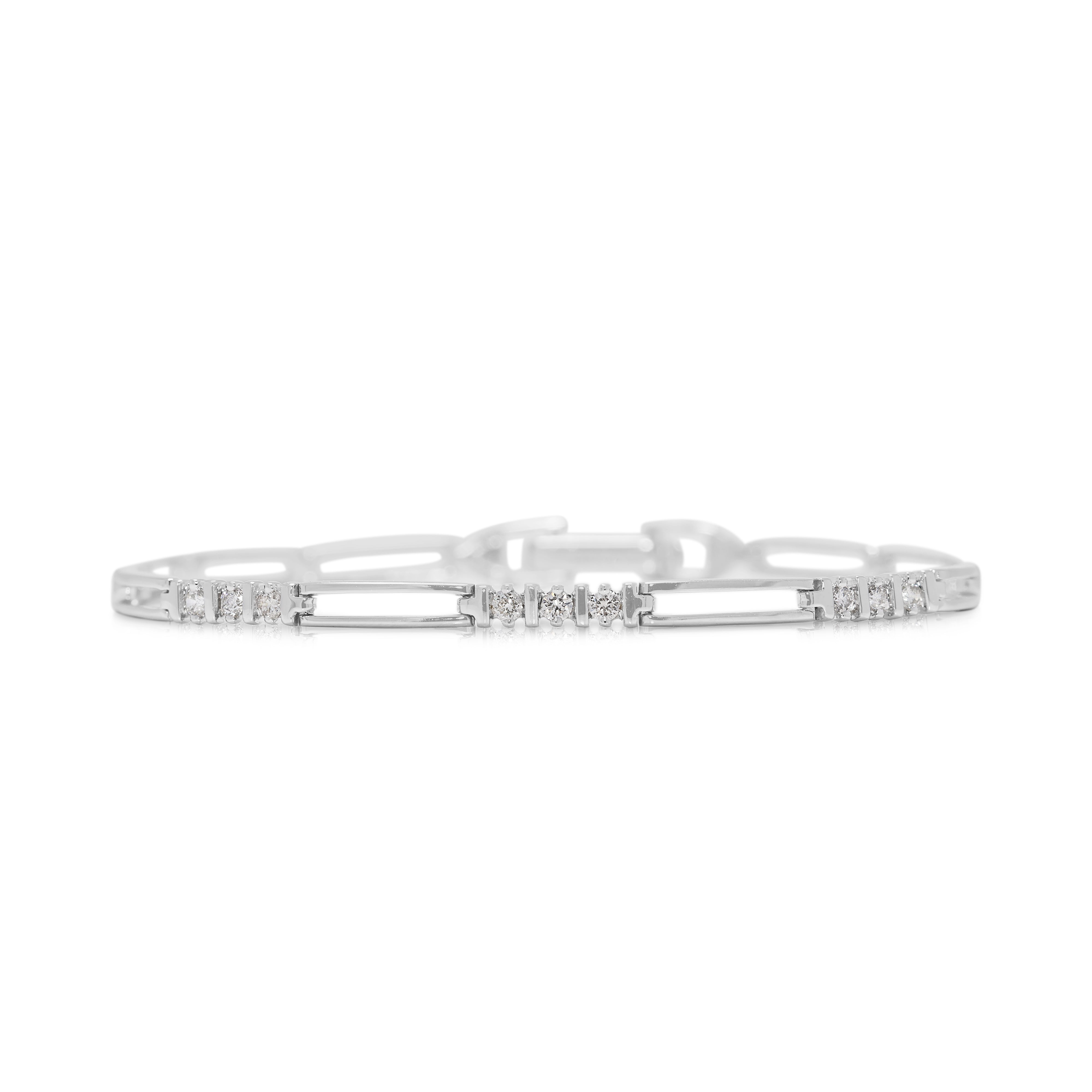 Delicate 0.09ct Natural Diamond 10K White Gold Bracelet