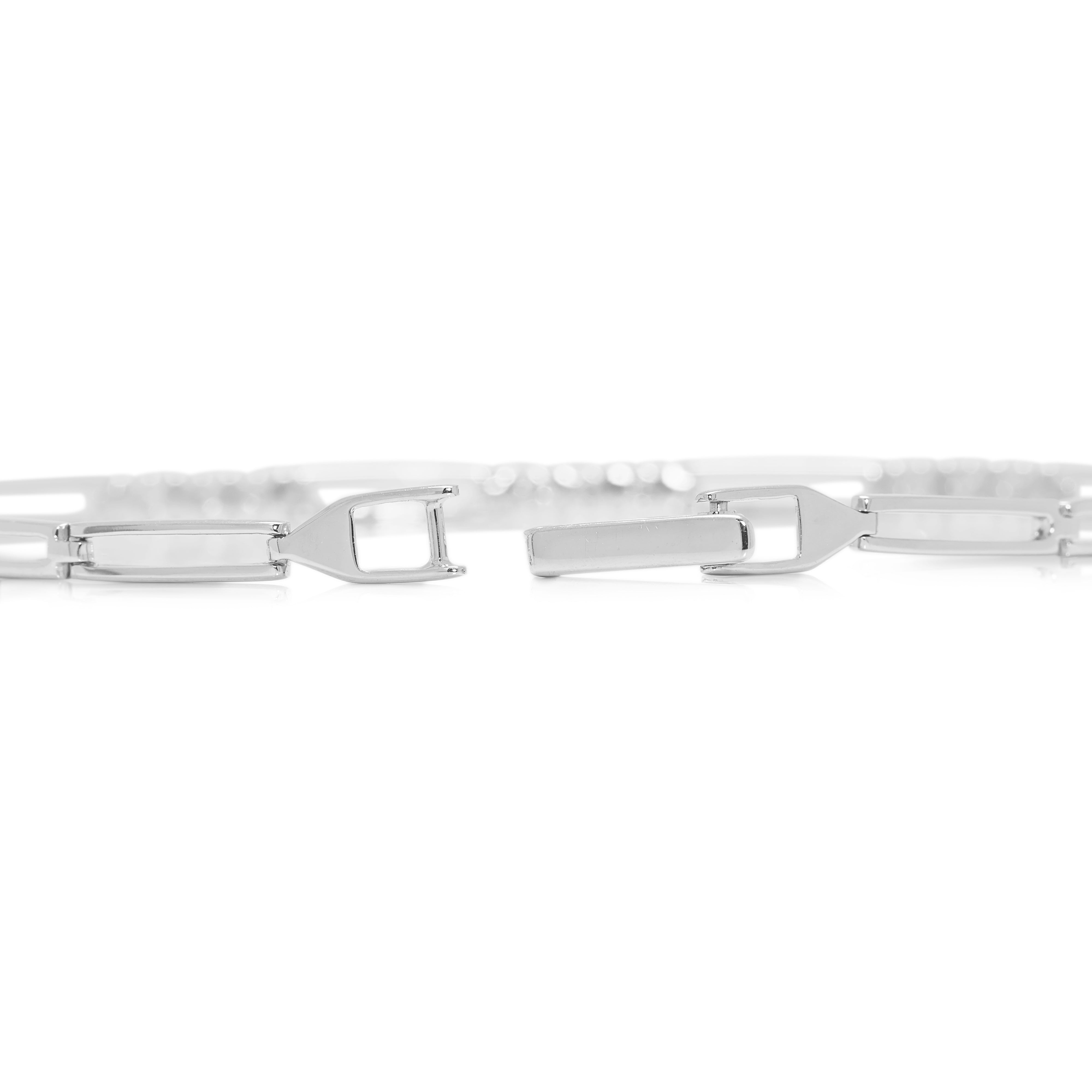 Delicate 0.09ct Natural Diamond 10K White Gold Bracelet