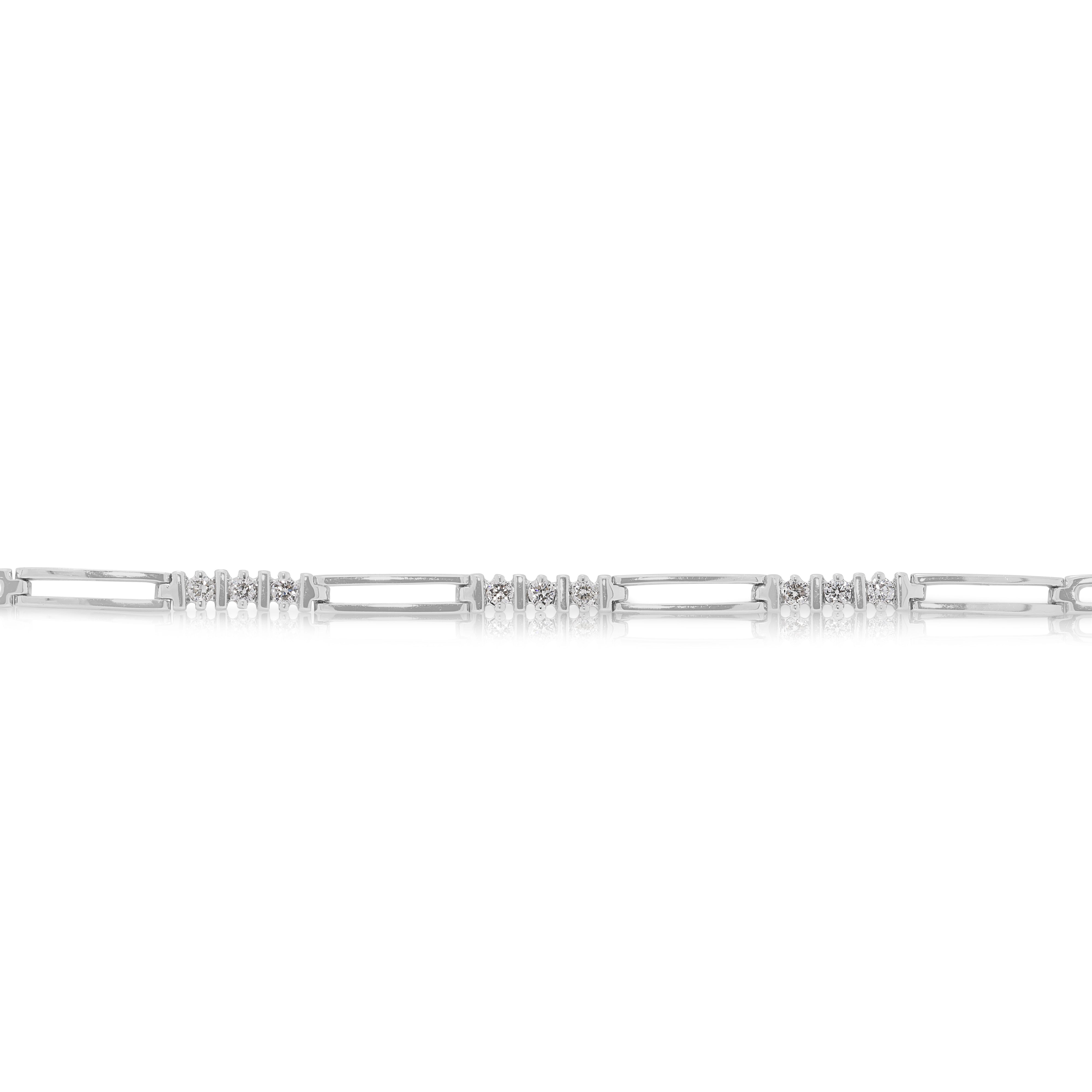 Delicate 0.09ct Natural Diamond 10K White Gold Bracelet