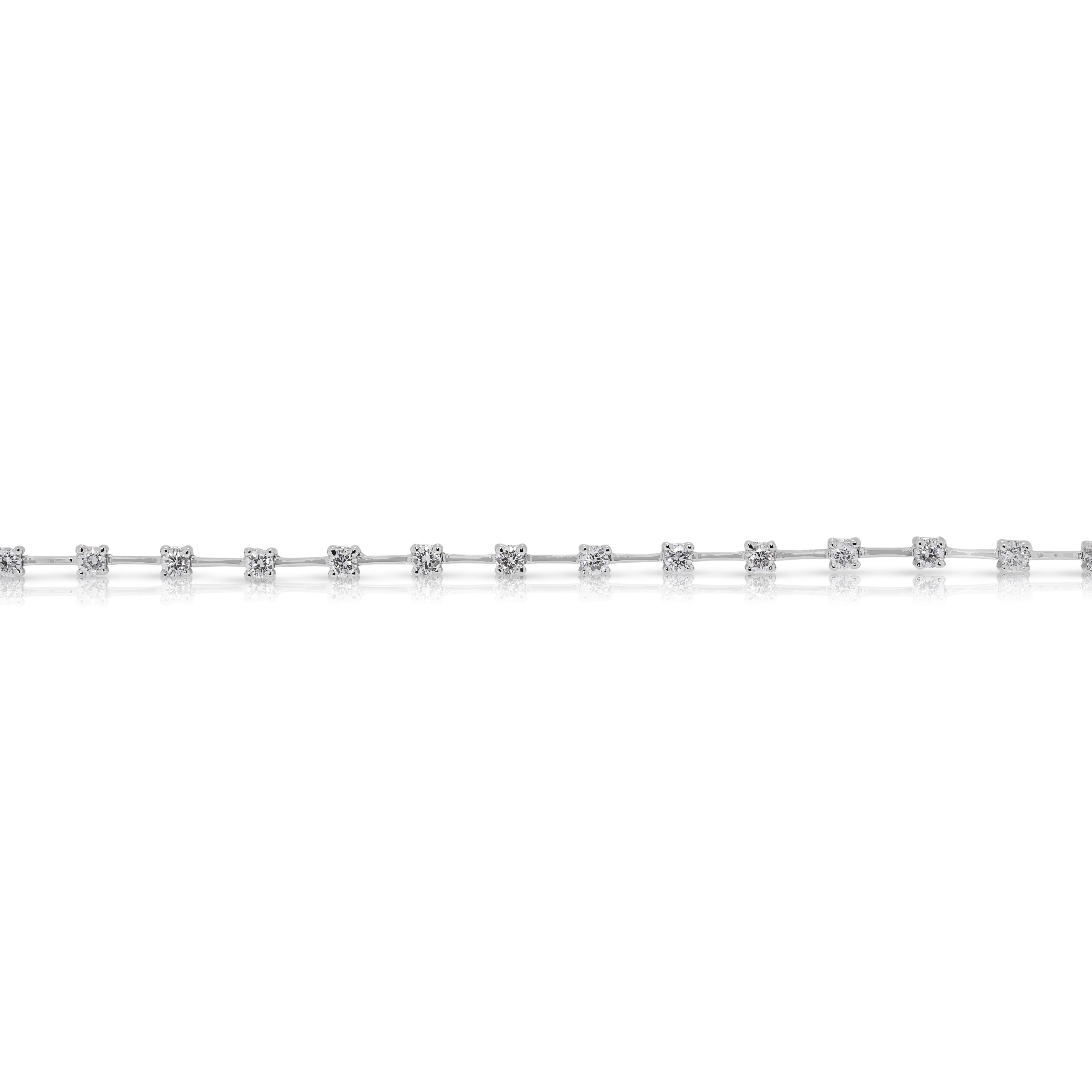 Sparkling 0.81ct Natural Diamond Tennis Bracelet in 18K White Gold