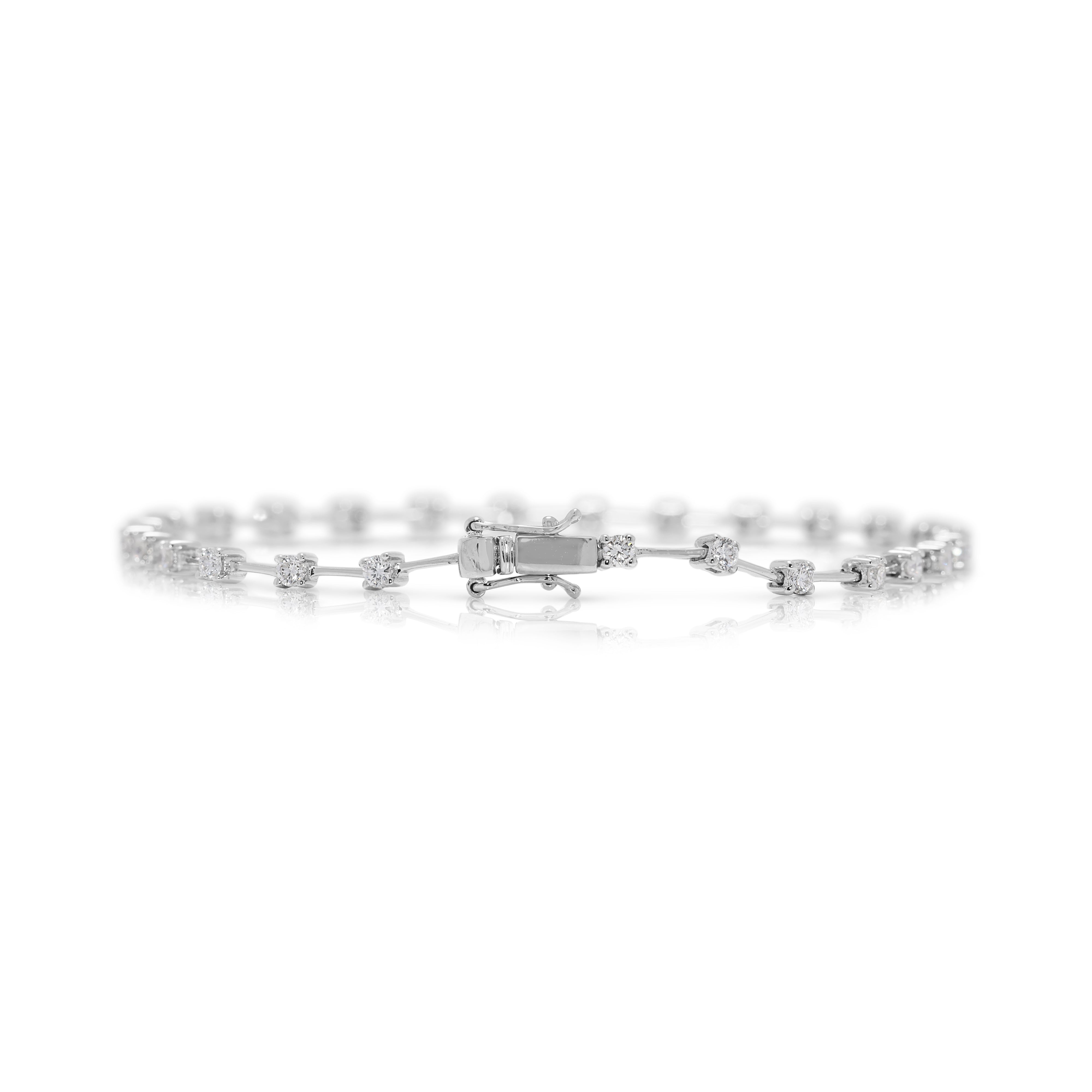Sparkling 0.81ct Natural Diamond Tennis Bracelet in 18K White Gold