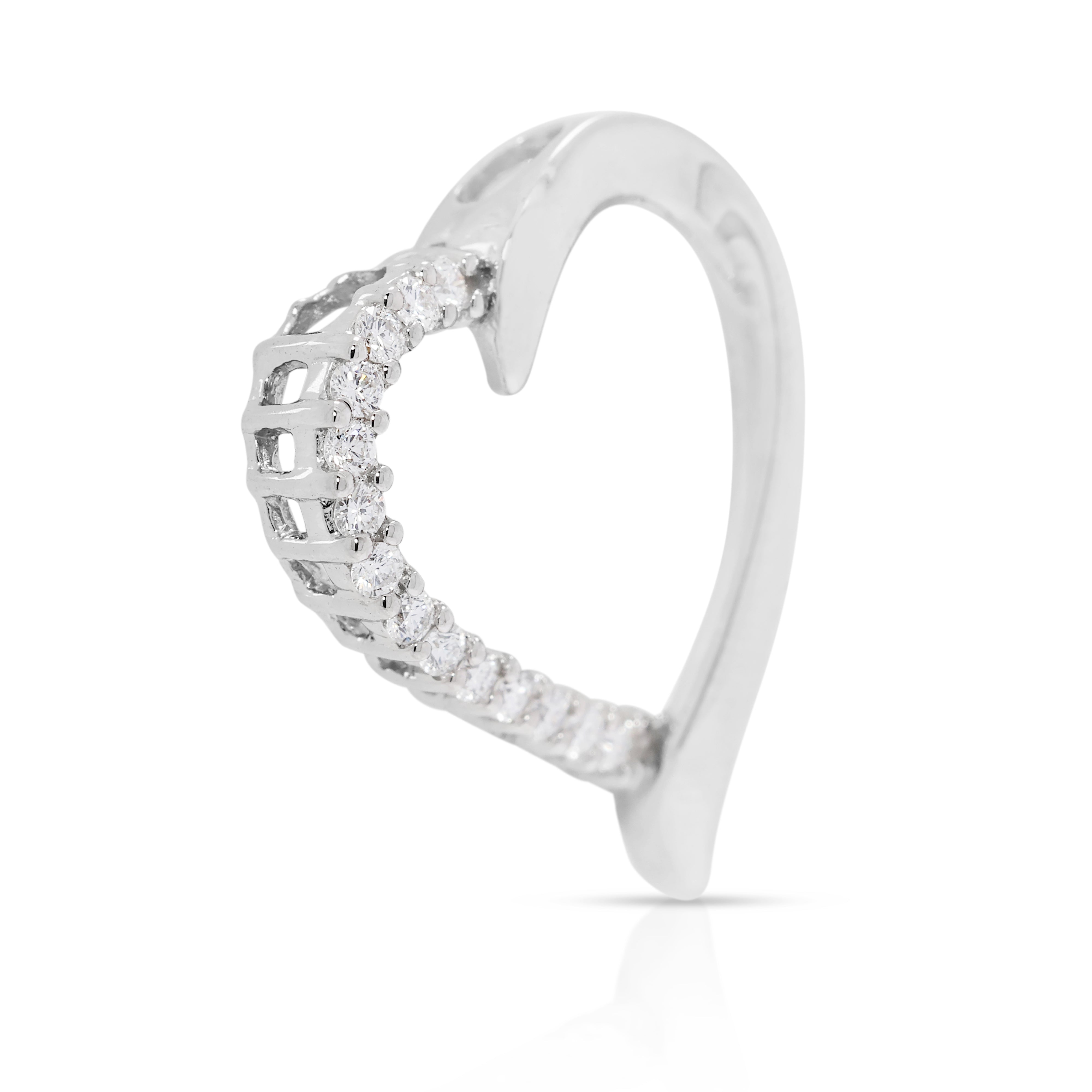 Romantic 0.28ct Natural Diamond Heart Pendant in 18K White Gold (New)