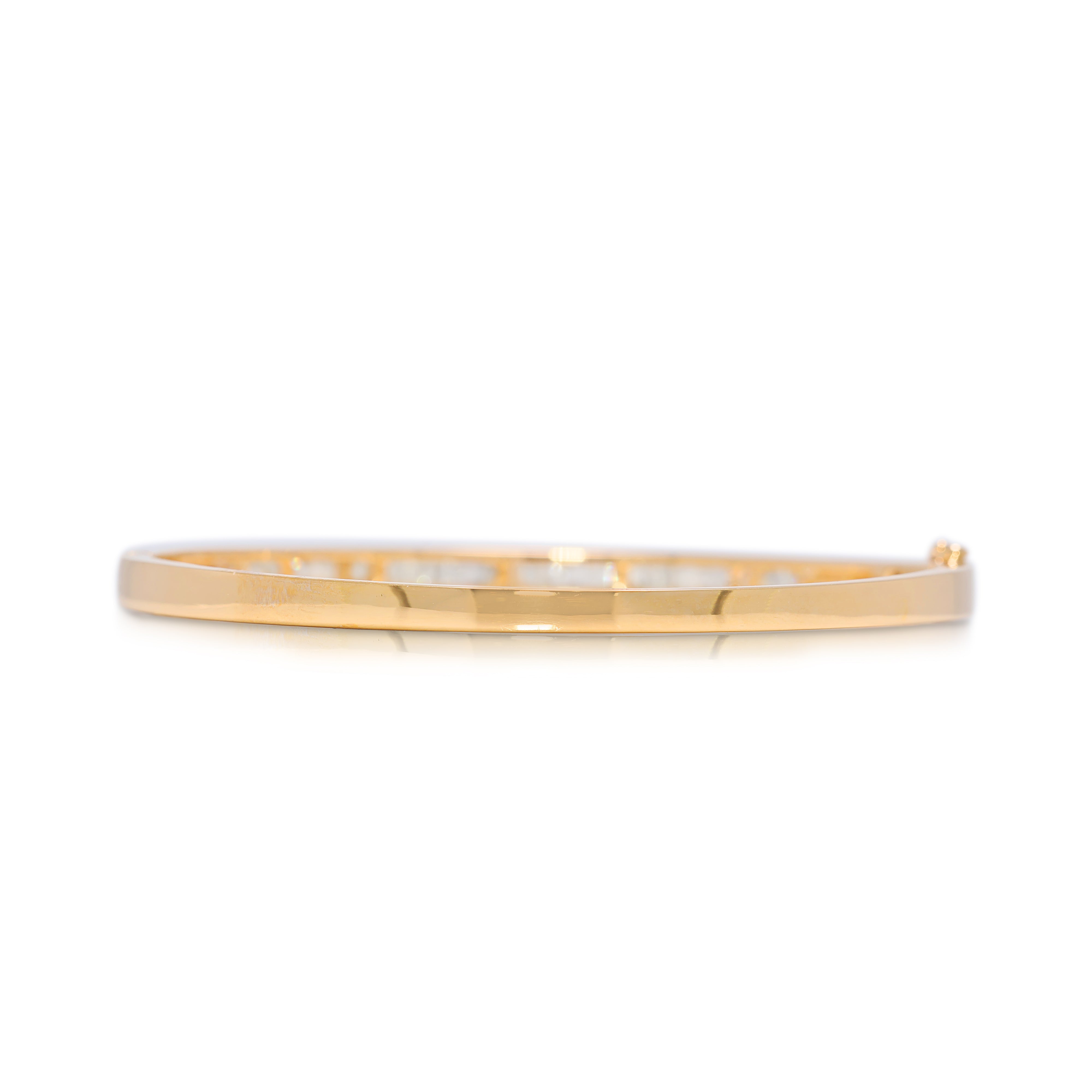 Substantial 1.05ct Natural Diamond Channel-Set Bangle Bracelet in 18K Yellow Gold
