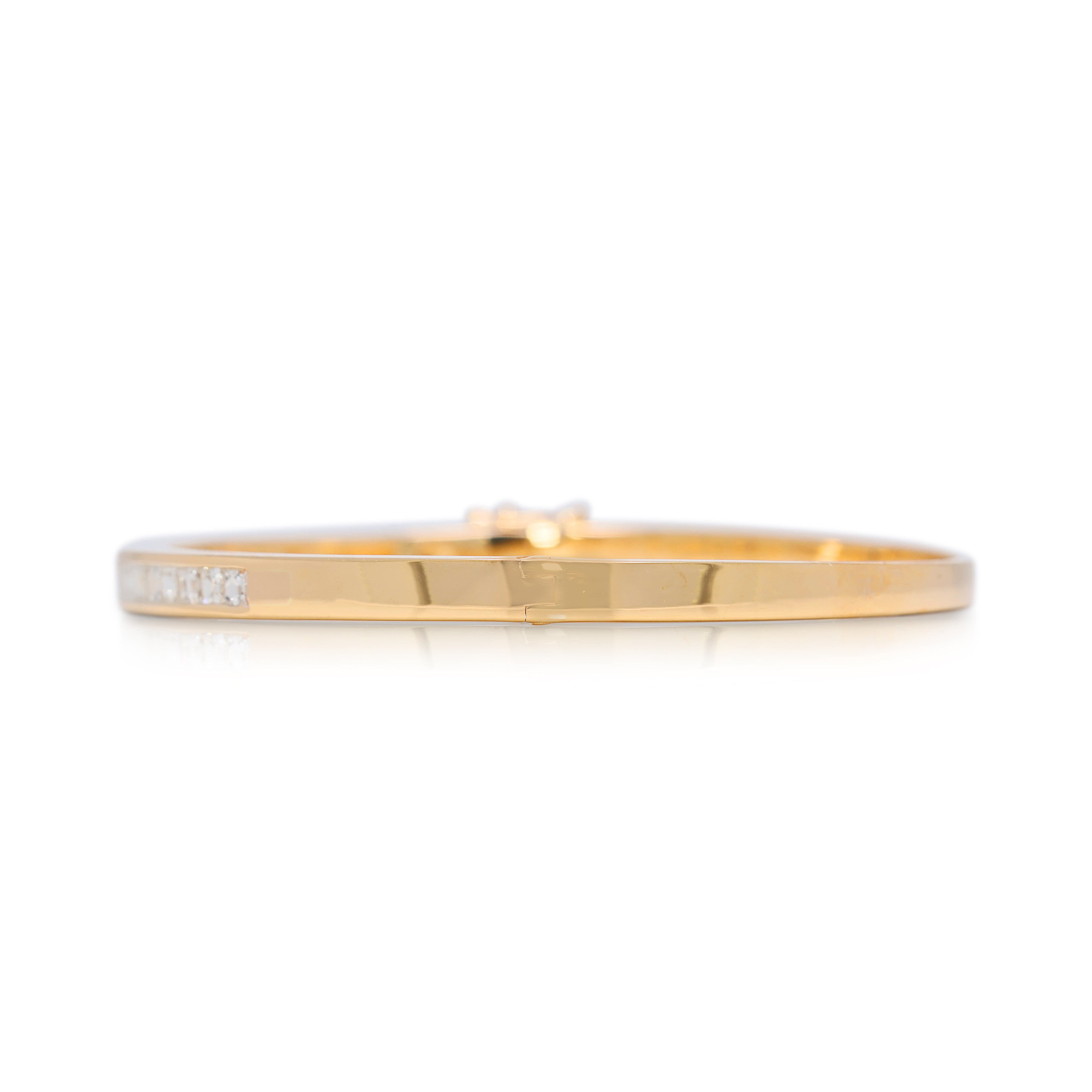 Substantial 1.05ct Natural Diamond Channel-Set Bangle Bracelet in 18K Yellow Gold