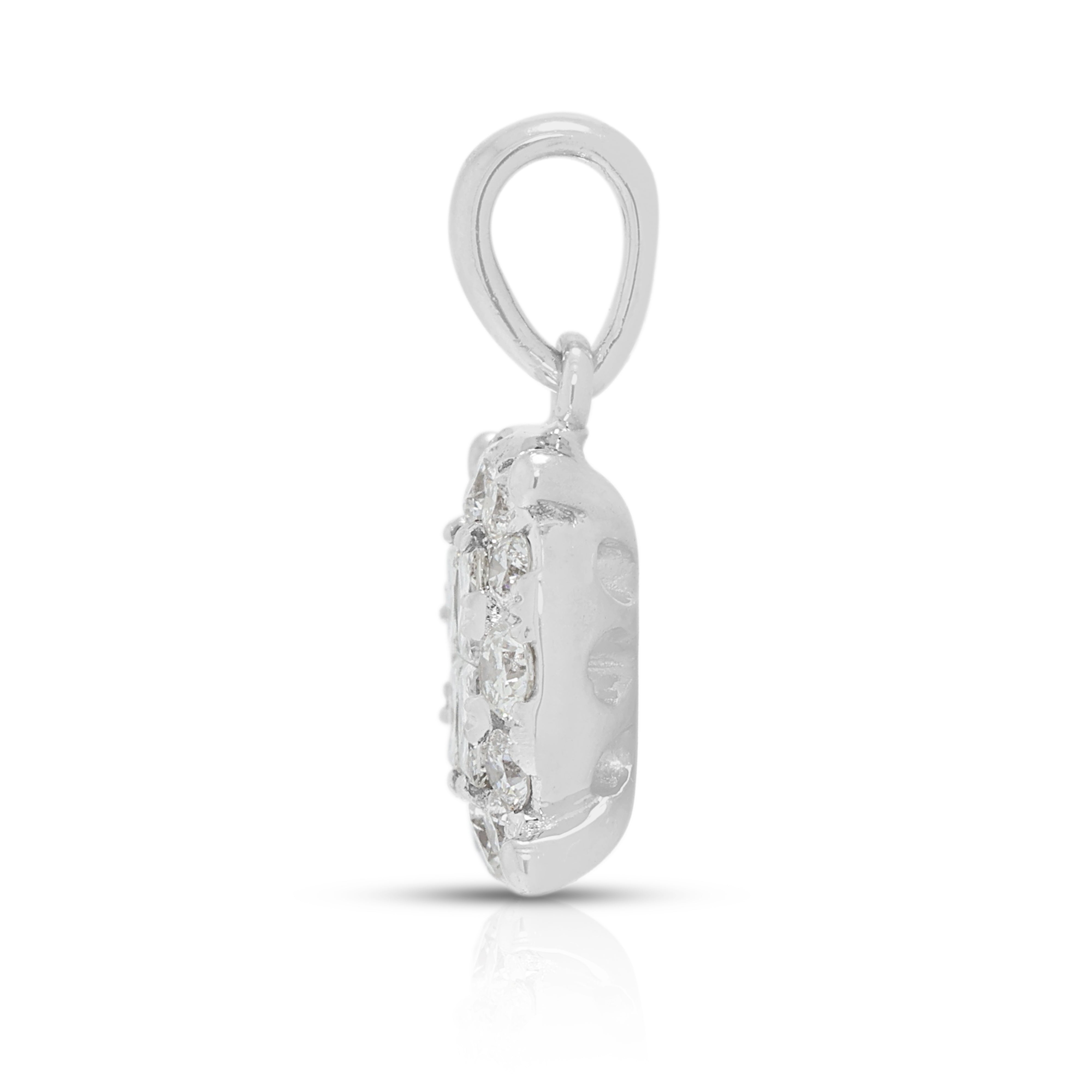 Classic 0.42ct Natural Diamond Halo Pendant in 18K White Gold (New)