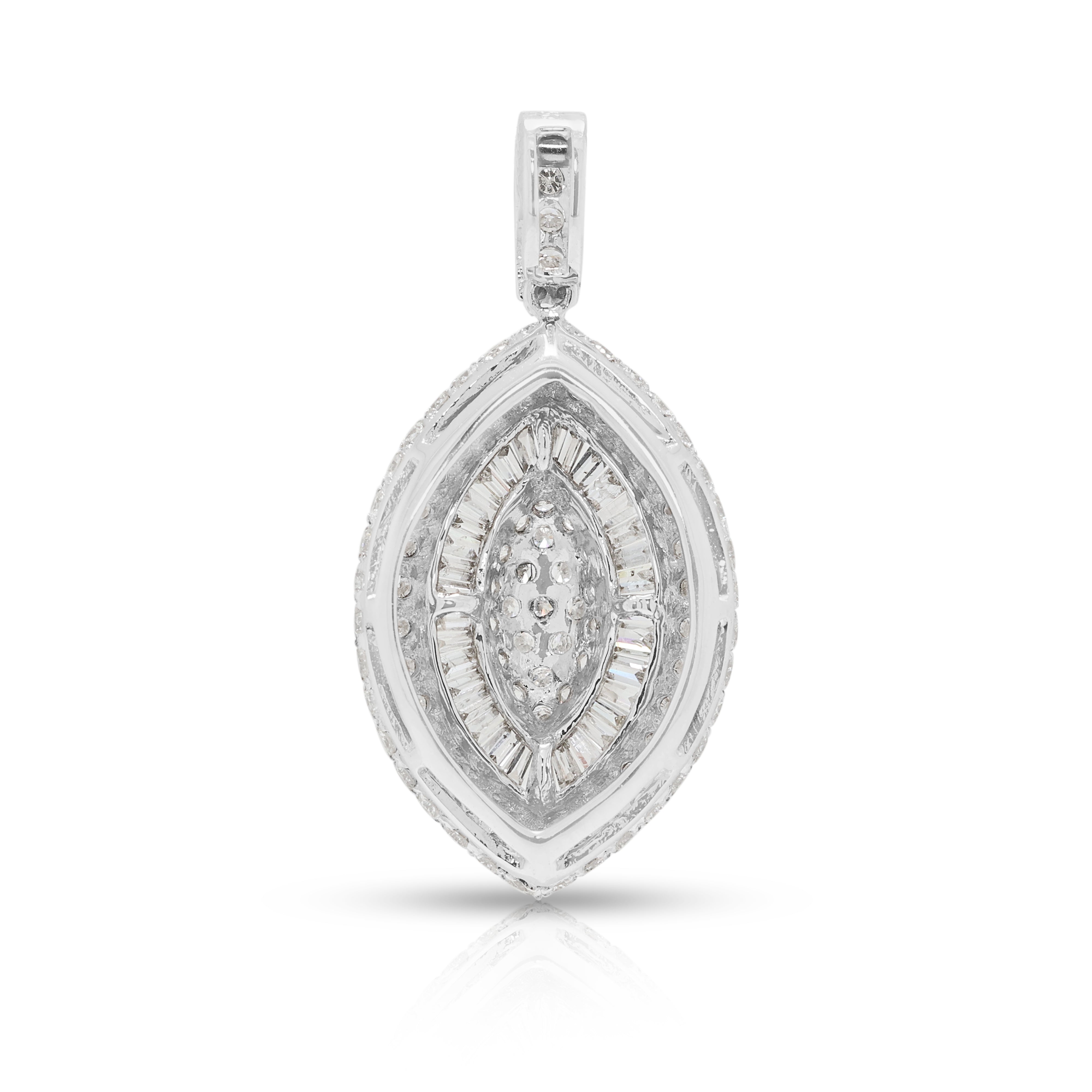 Brilliant 1.57ct Natural Diamond Marquise-Shaped Pendant in 18K White Gold (New)