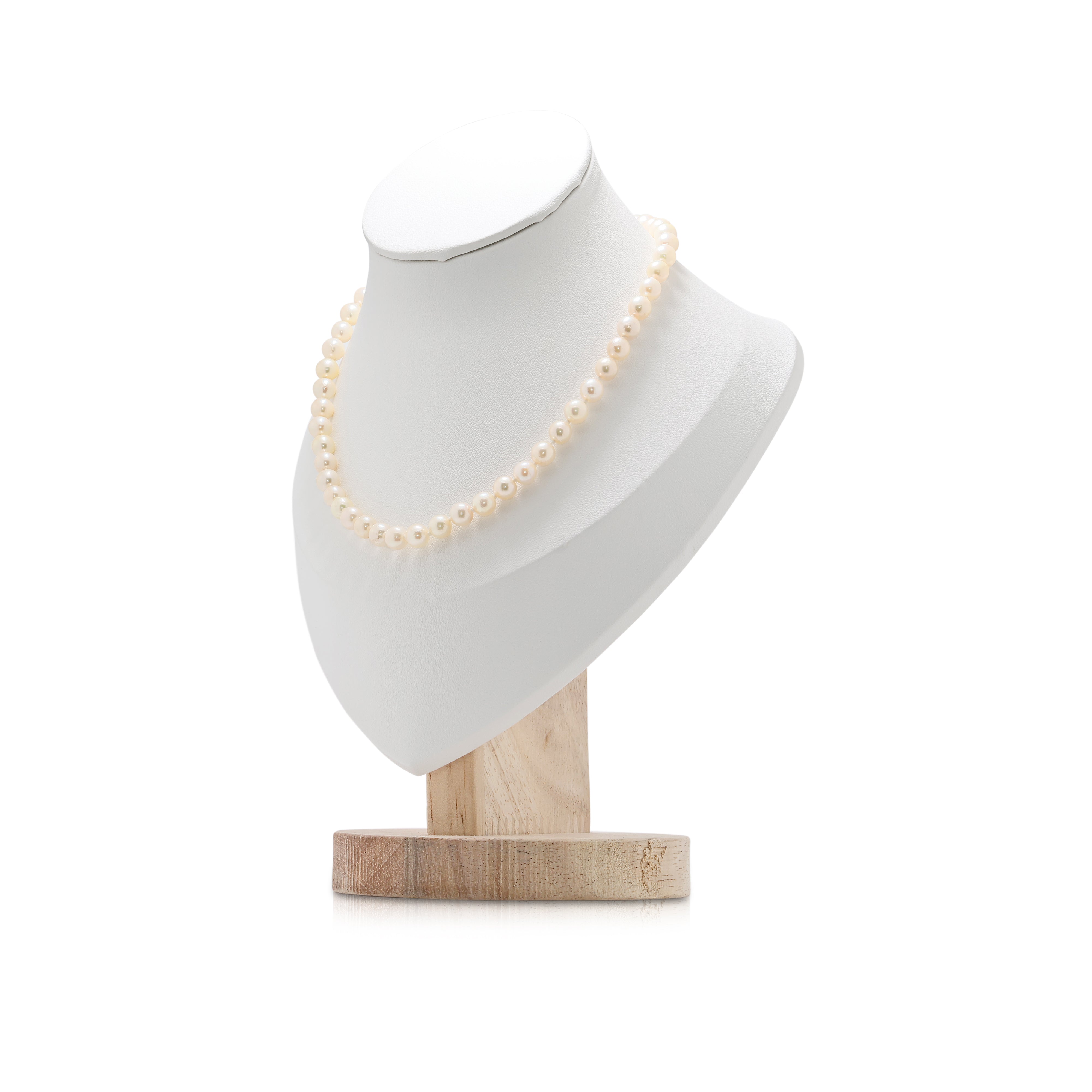 Lustrous 5.5mm Peach Pearl Strand Necklace in 14K Yellow Gold