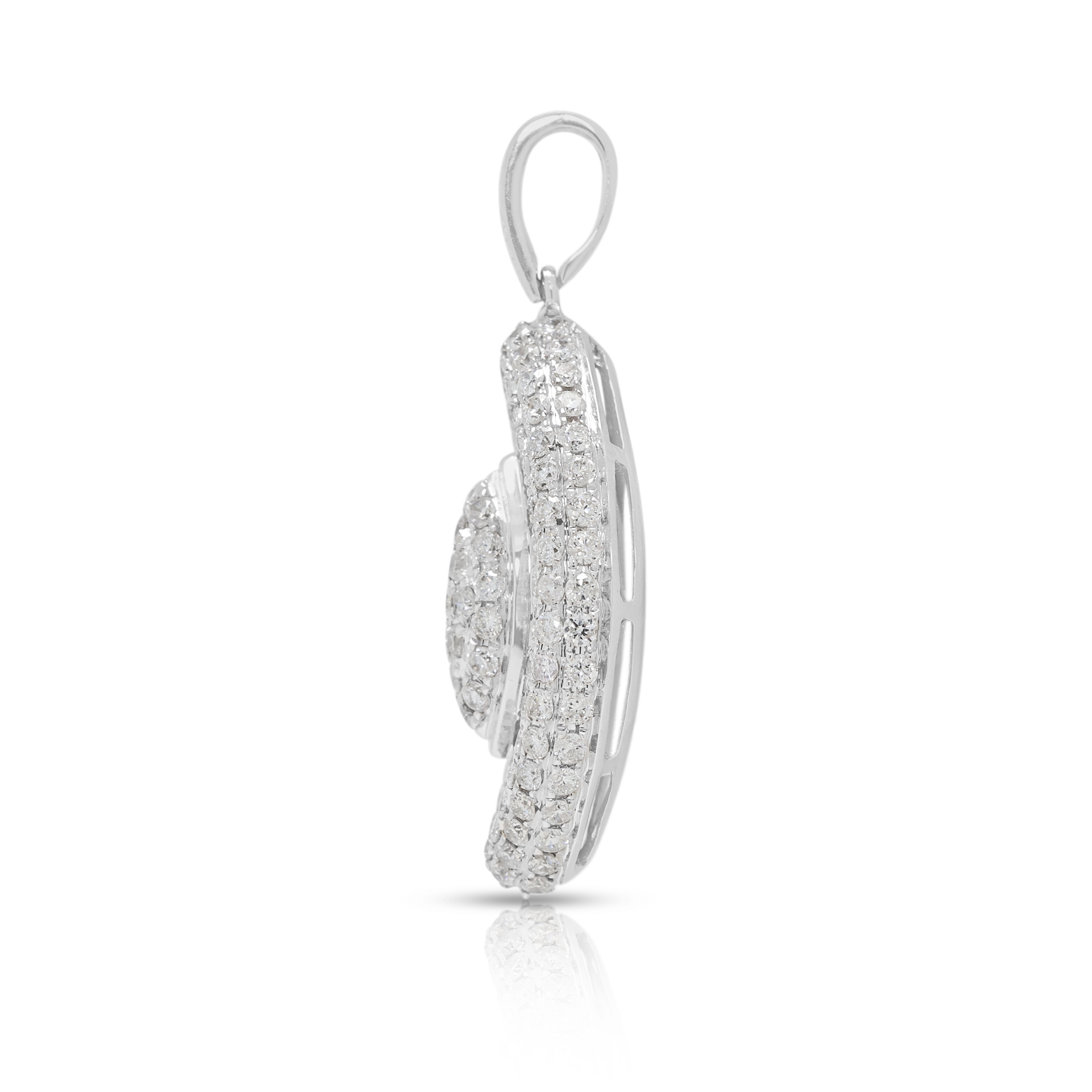 Brilliant 1.57ct Natural Diamond Marquise-Shaped Pendant in 18K White Gold (New)