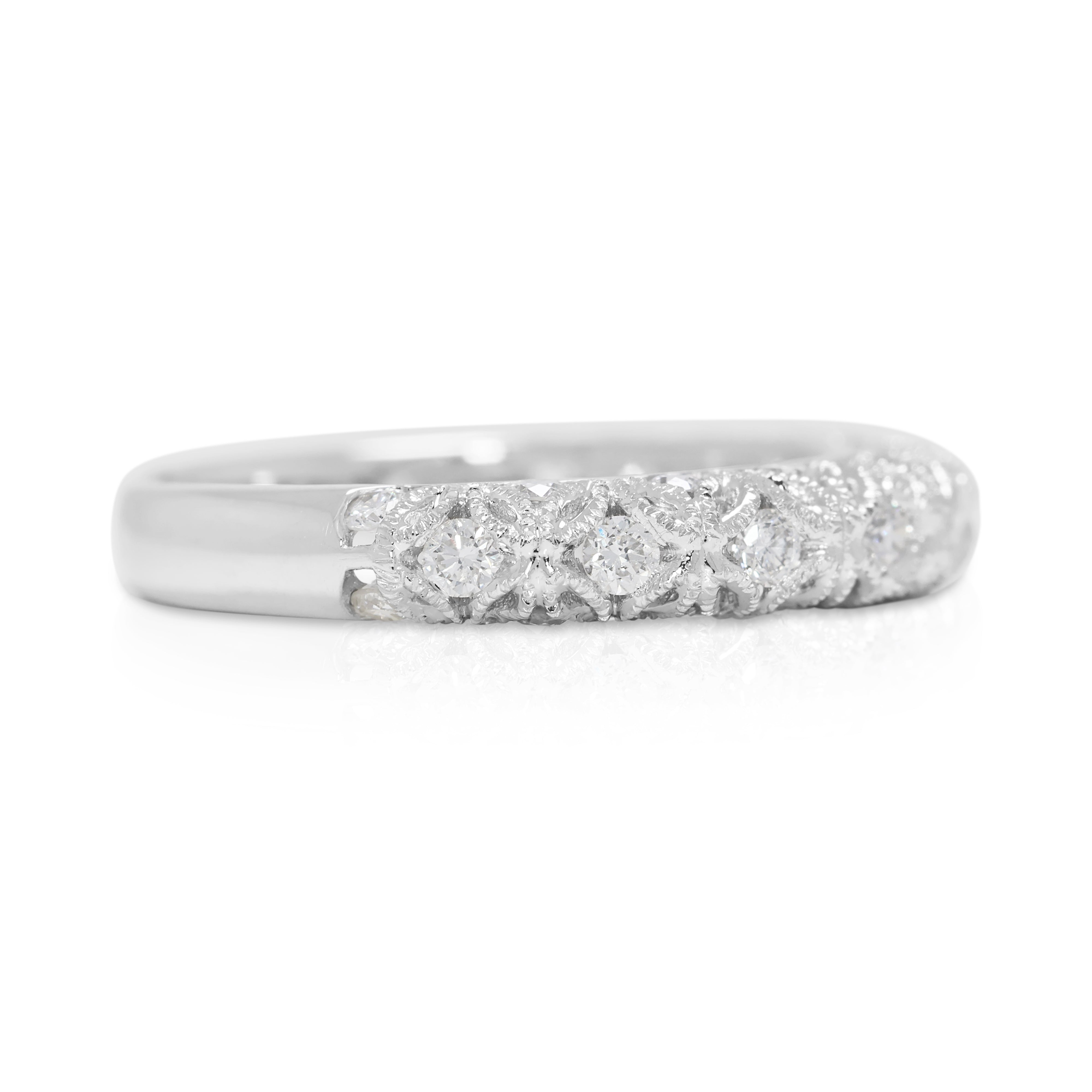 Vintage 0.30ct Natural Diamond Half Eternity 18K White Gold Ring (Unworn)