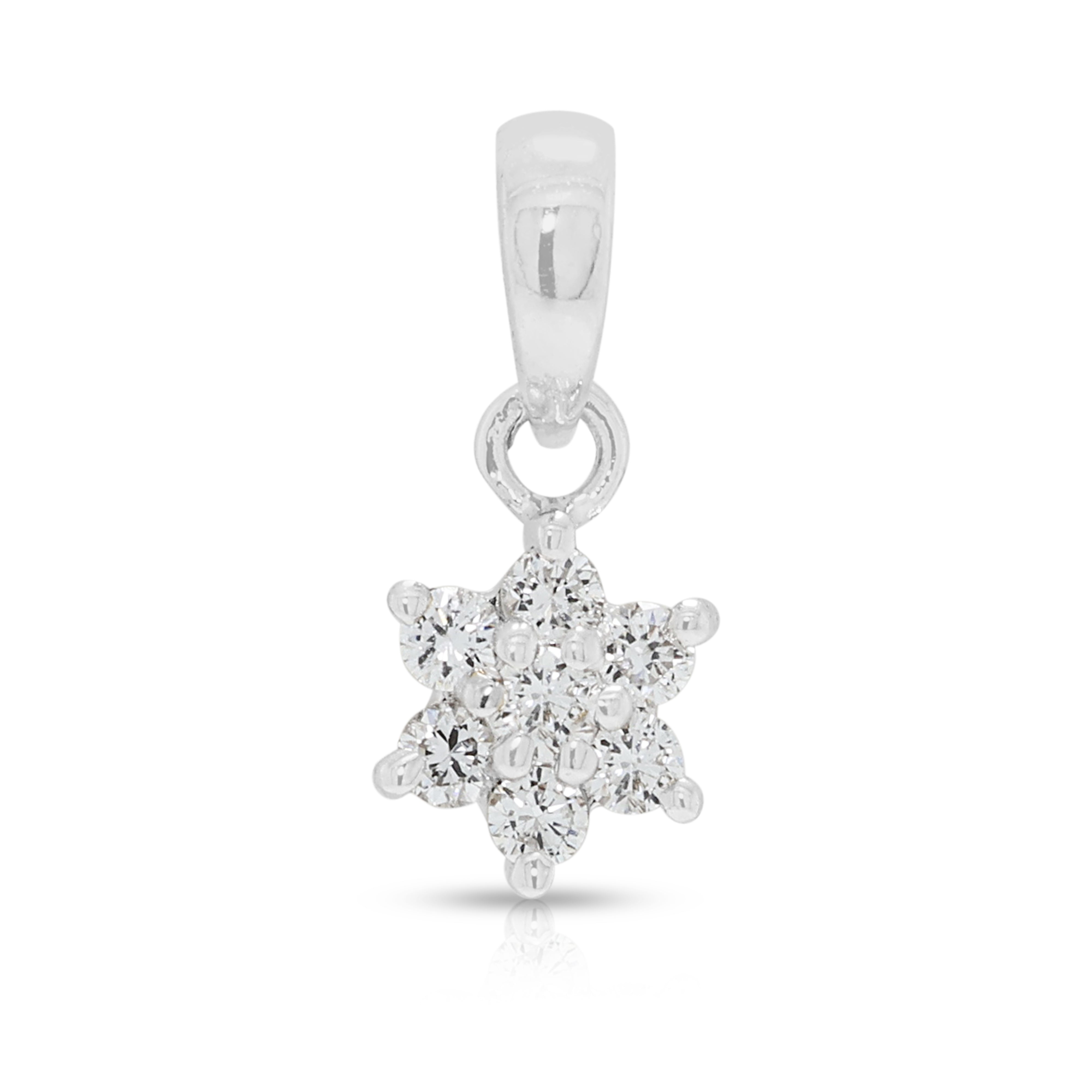 Chic 0.06ct Natural Diamond Star Cluster Pendant 18K White Gold (New)