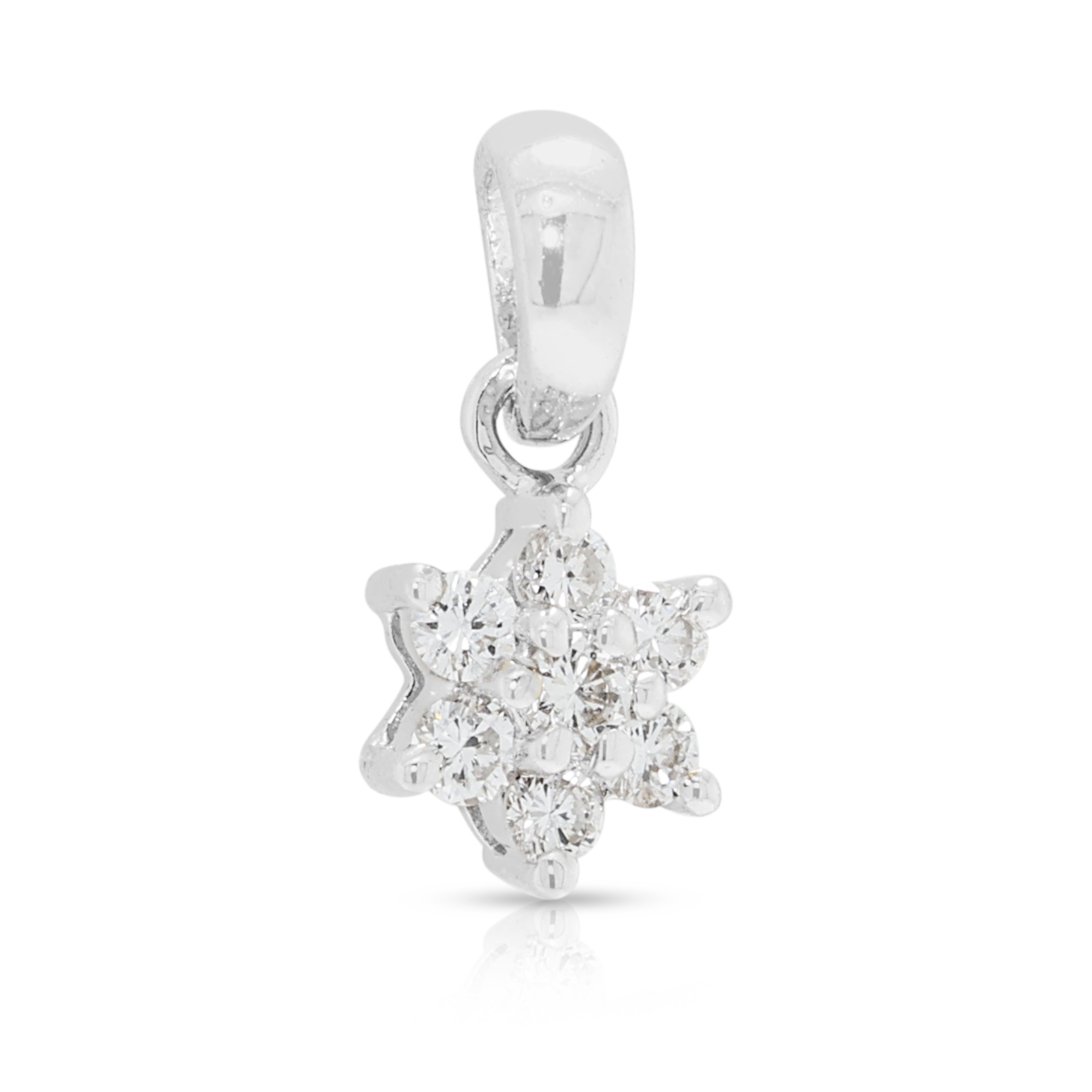 Chic 0.06ct Natural Diamond Star Cluster Pendant 18K White Gold (New)