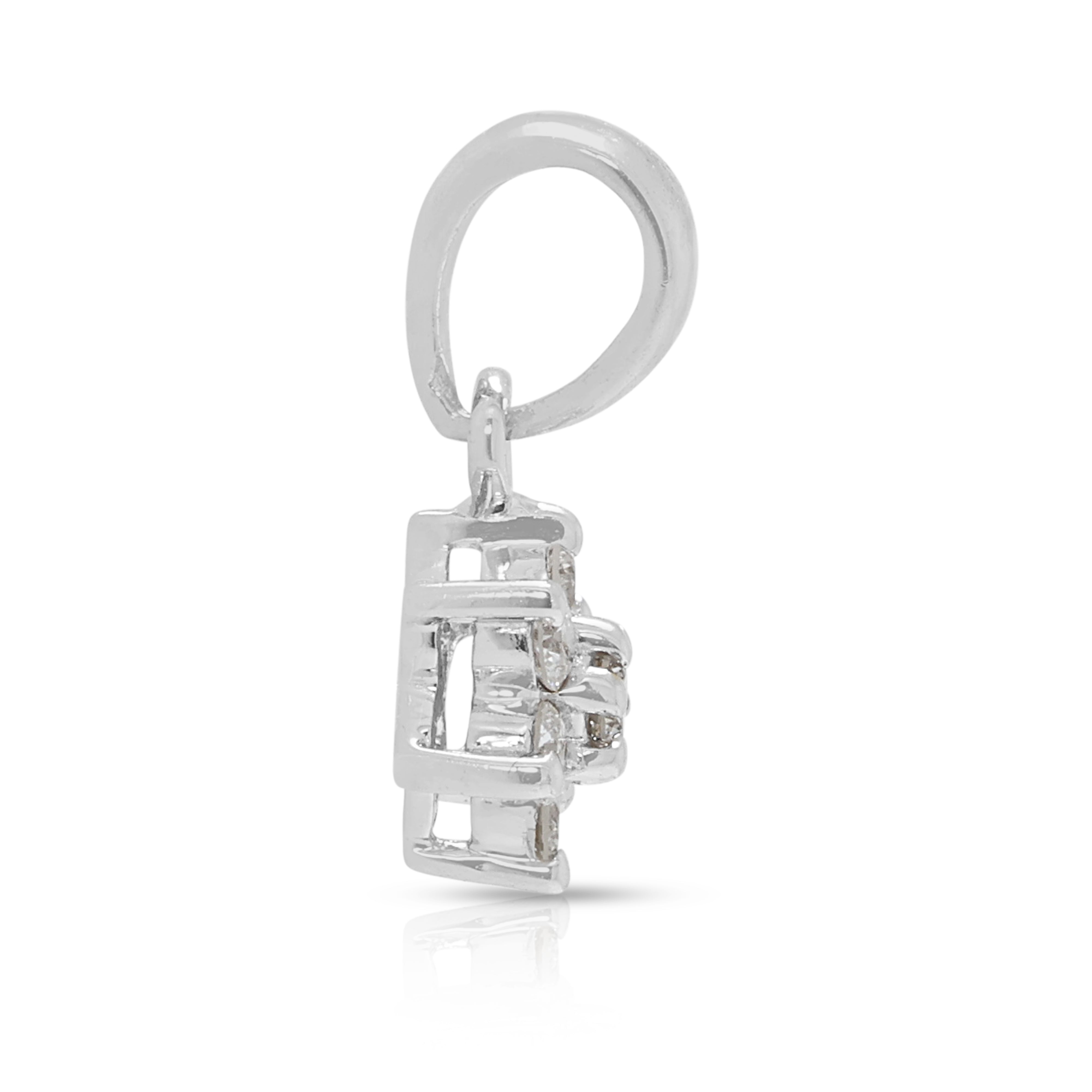 Chic 0.06ct Natural Diamond Star Cluster Pendant 18K White Gold (New)
