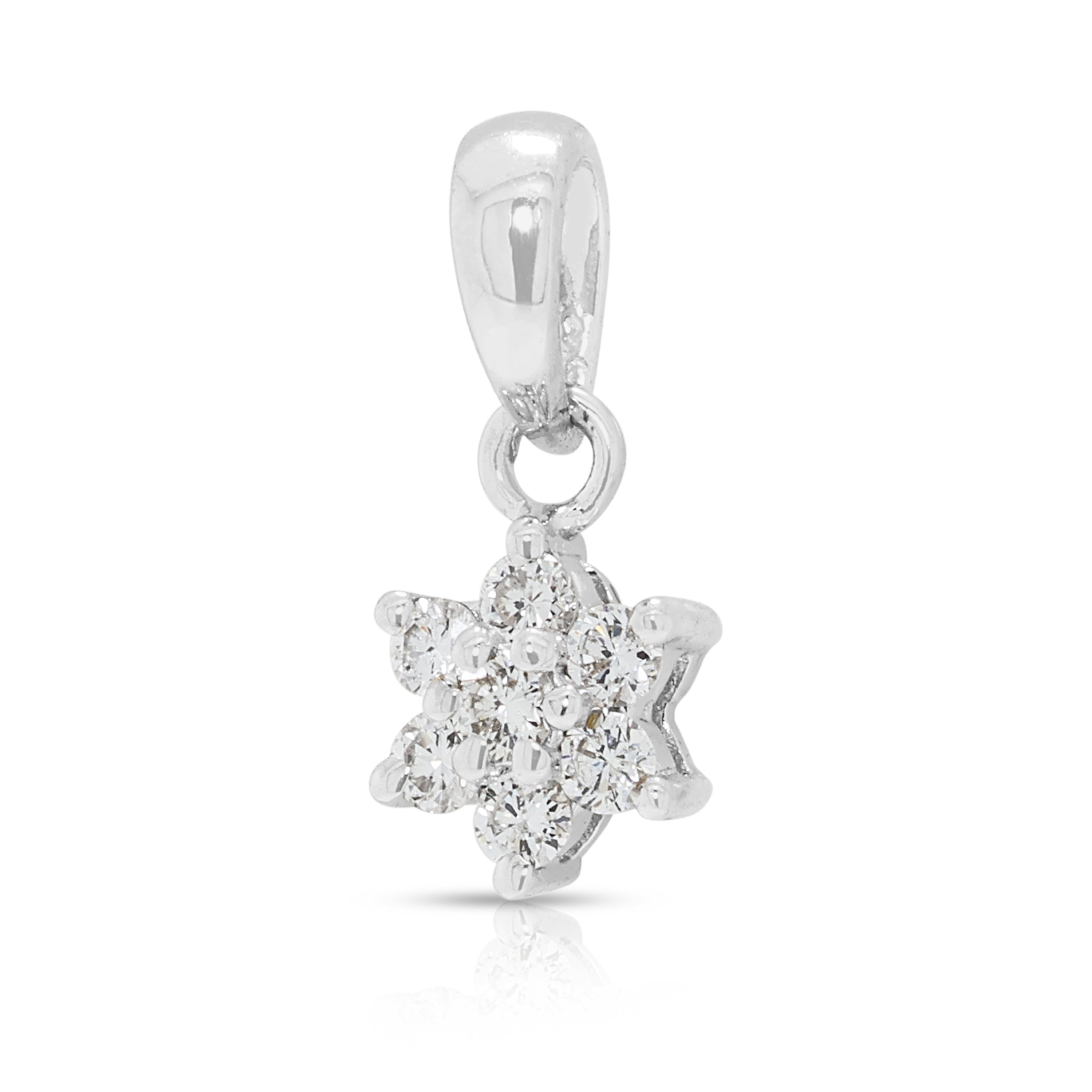 Chic 0.06ct Natural Diamond Star Cluster Pendant 18K White Gold (New)