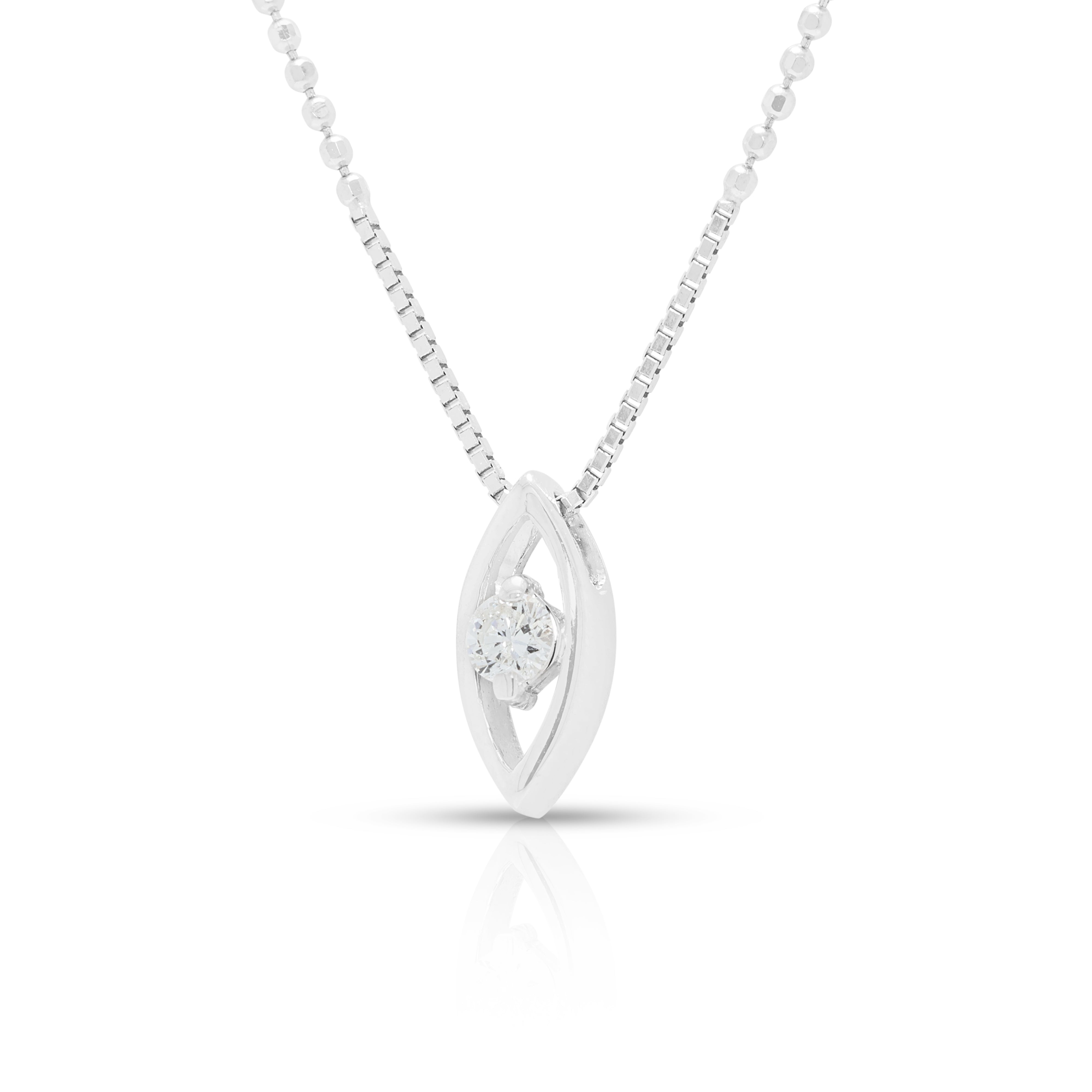 Minimalist 0.12ct Natural Diamond Marquise-Shaped Necklace 18K White Gold