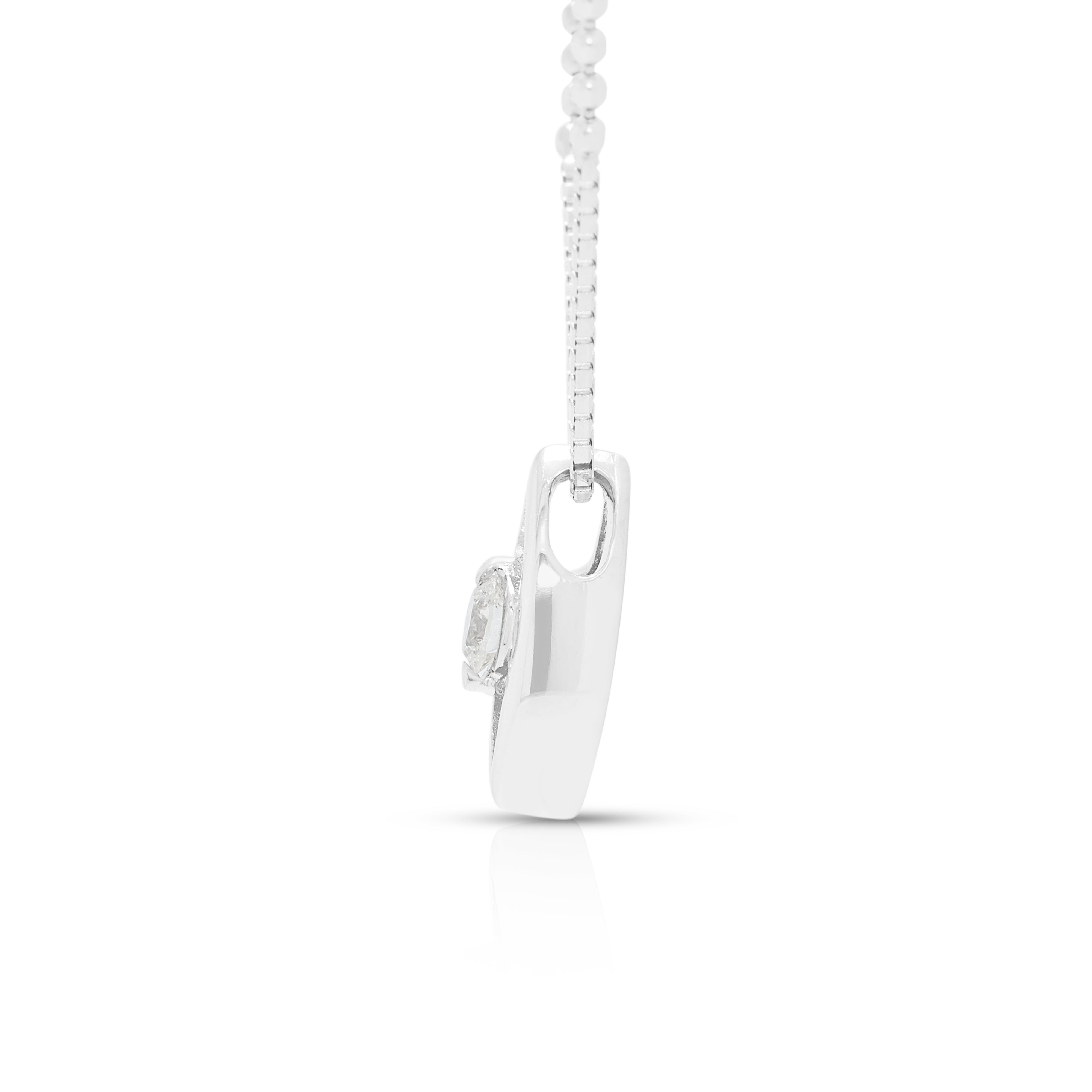 Minimalist 0.12ct Natural Diamond Marquise-Shaped Necklace 18K White Gold