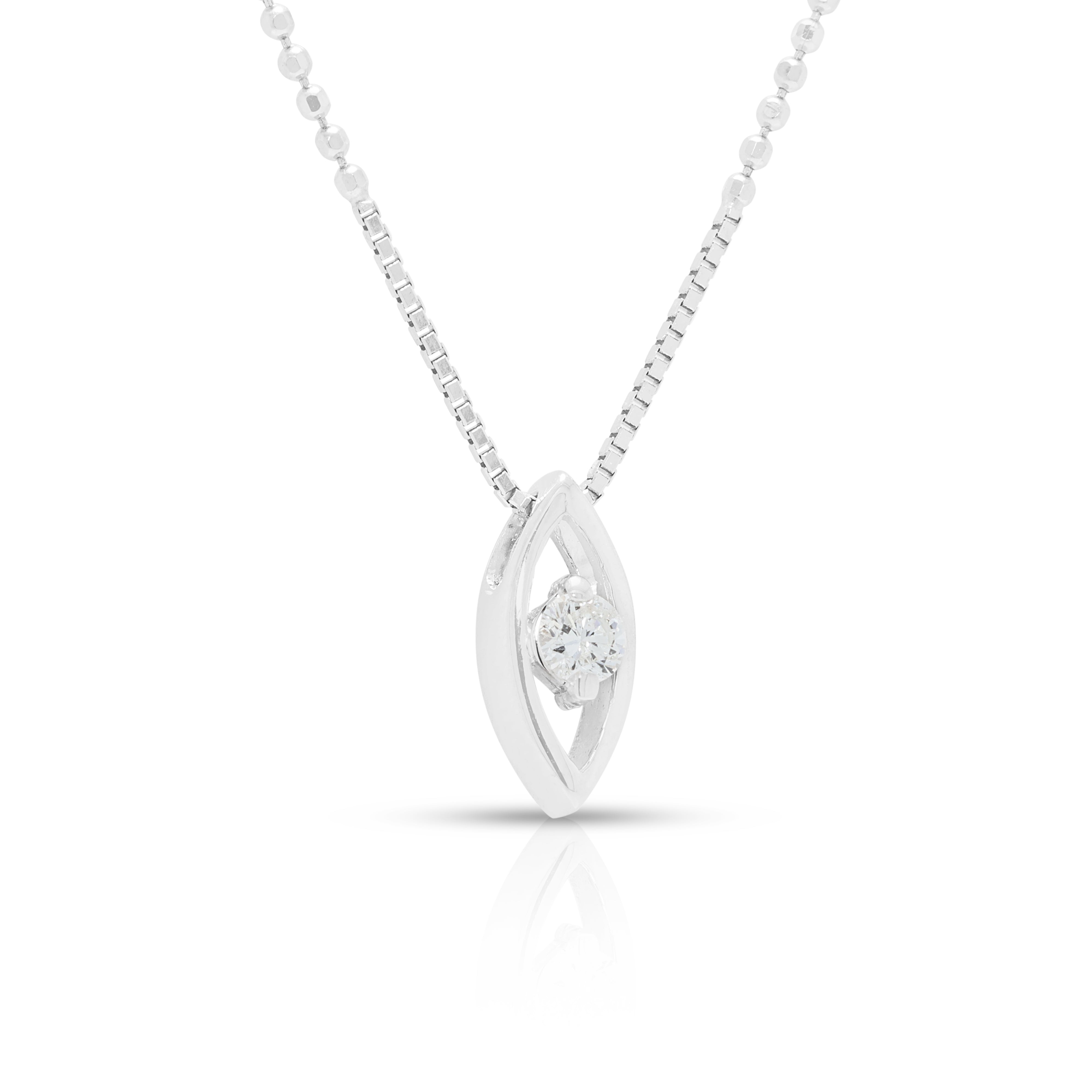 Minimalist 0.12ct Natural Diamond Marquise-Shaped Necklace 18K White Gold