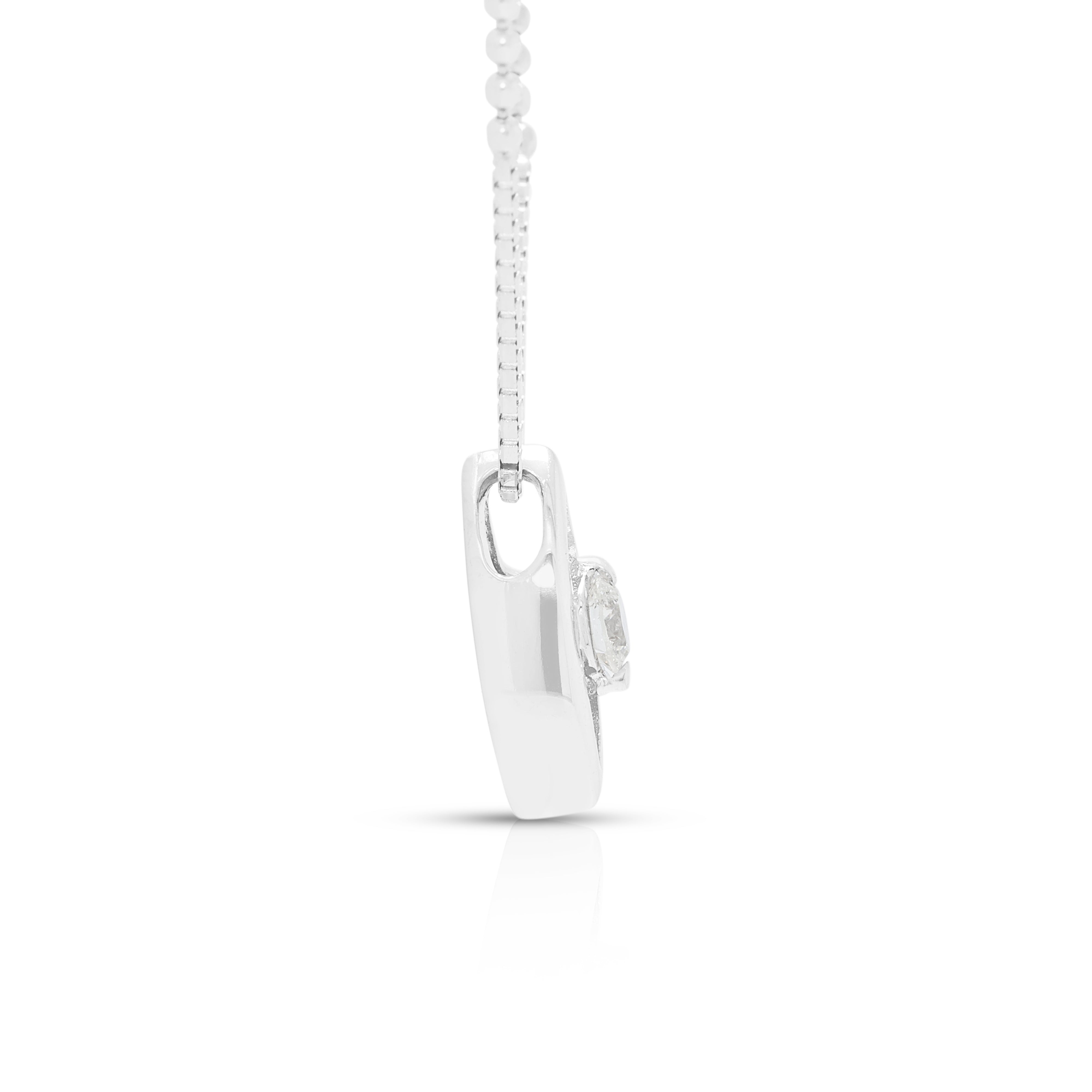 Minimalist 0.12ct Natural Diamond Marquise-Shaped Necklace 18K White Gold