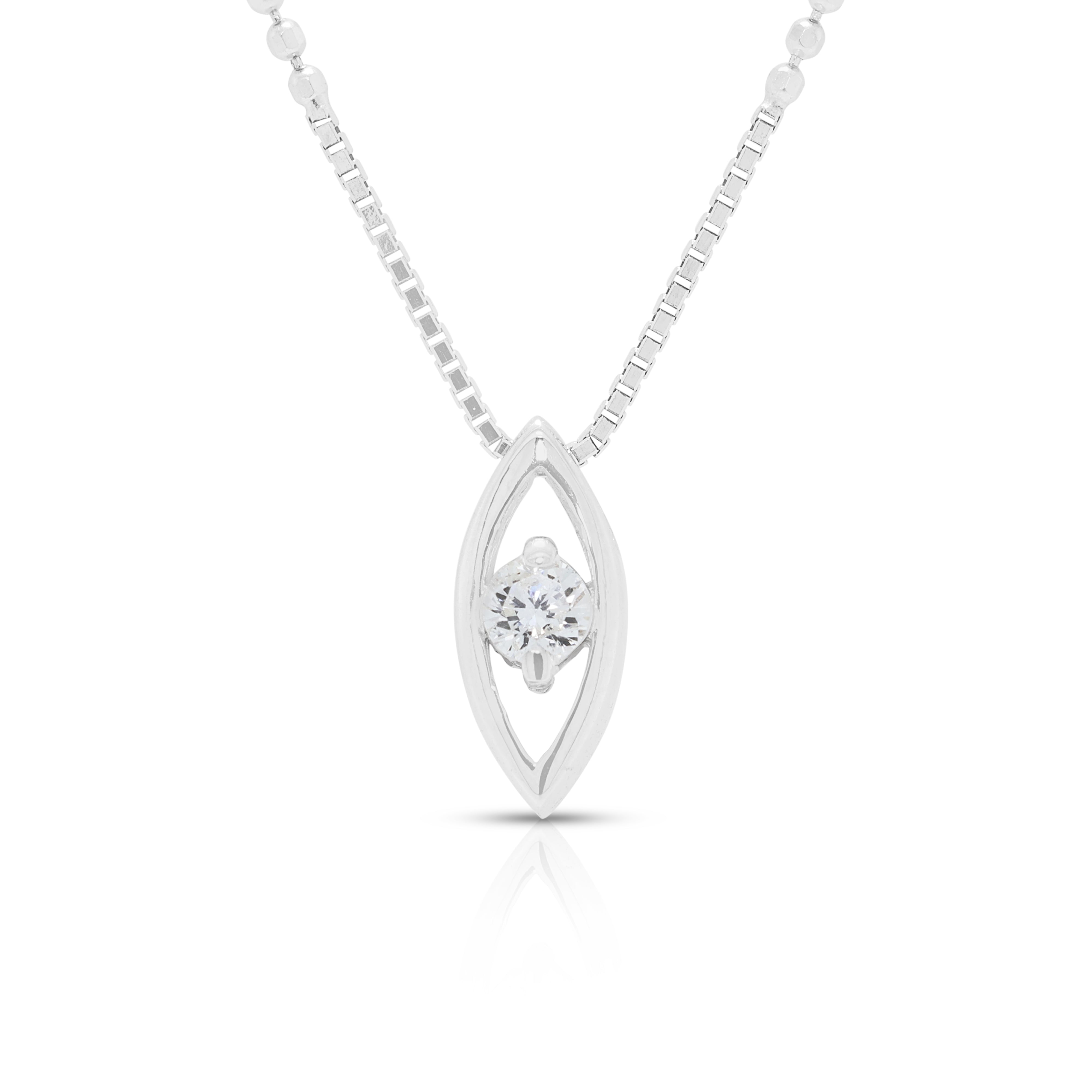 Minimalist 0.12ct Natural Diamond Marquise-Shaped Necklace 18K White Gold