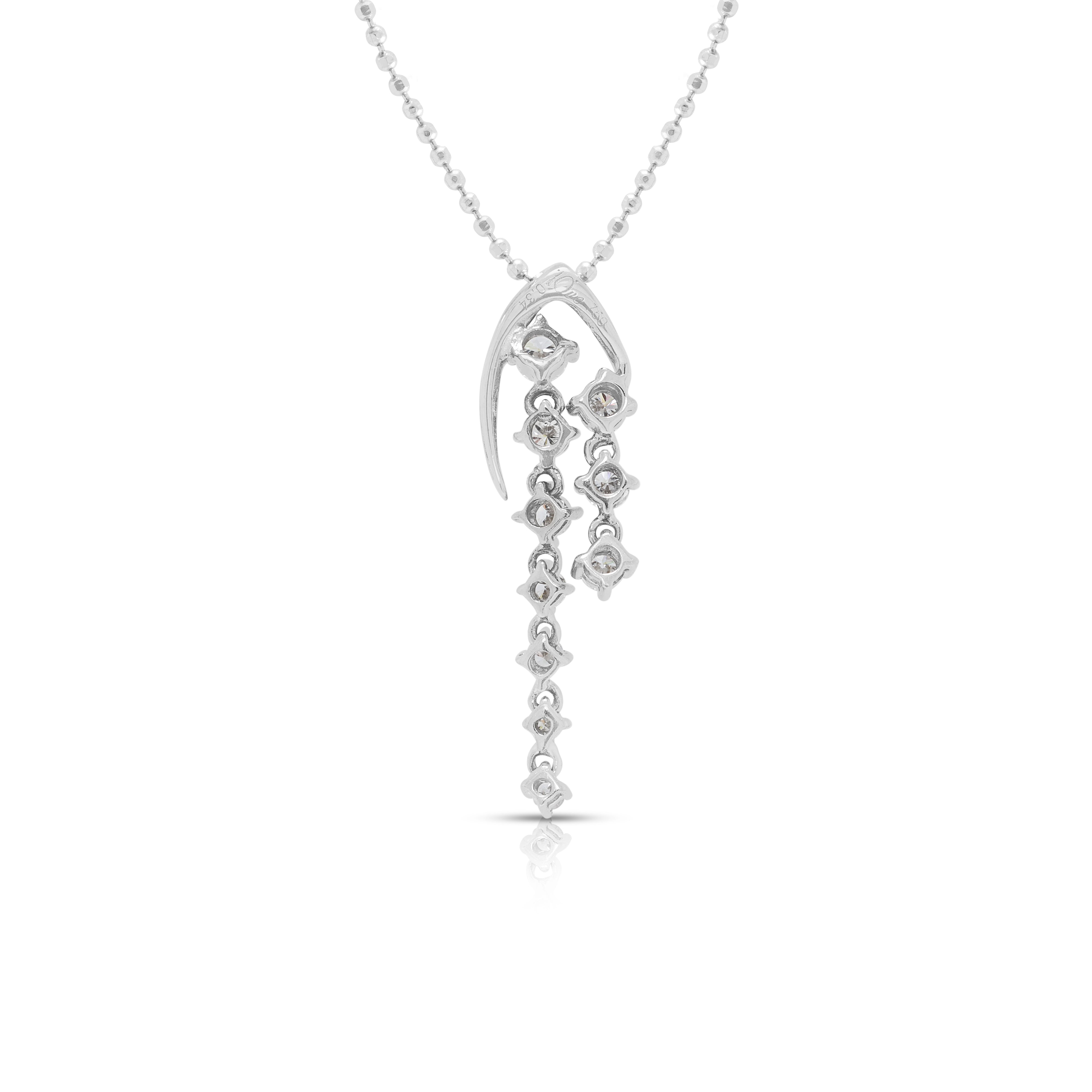 Exquisite 0.34ct Natural Diamond Drop Necklace 18K White Gold
