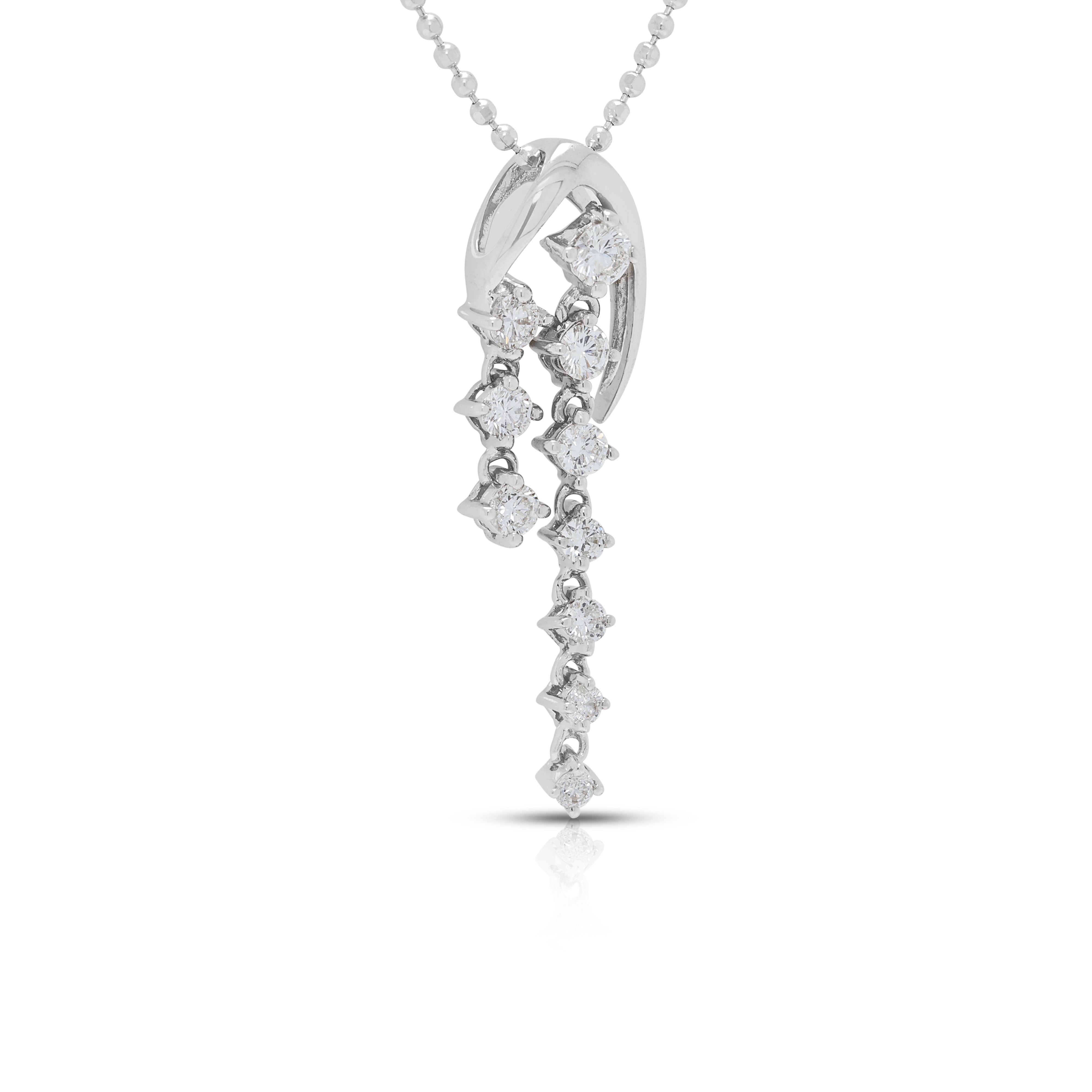 Exquisite 0.34ct Natural Diamond Drop Necklace 18K White Gold