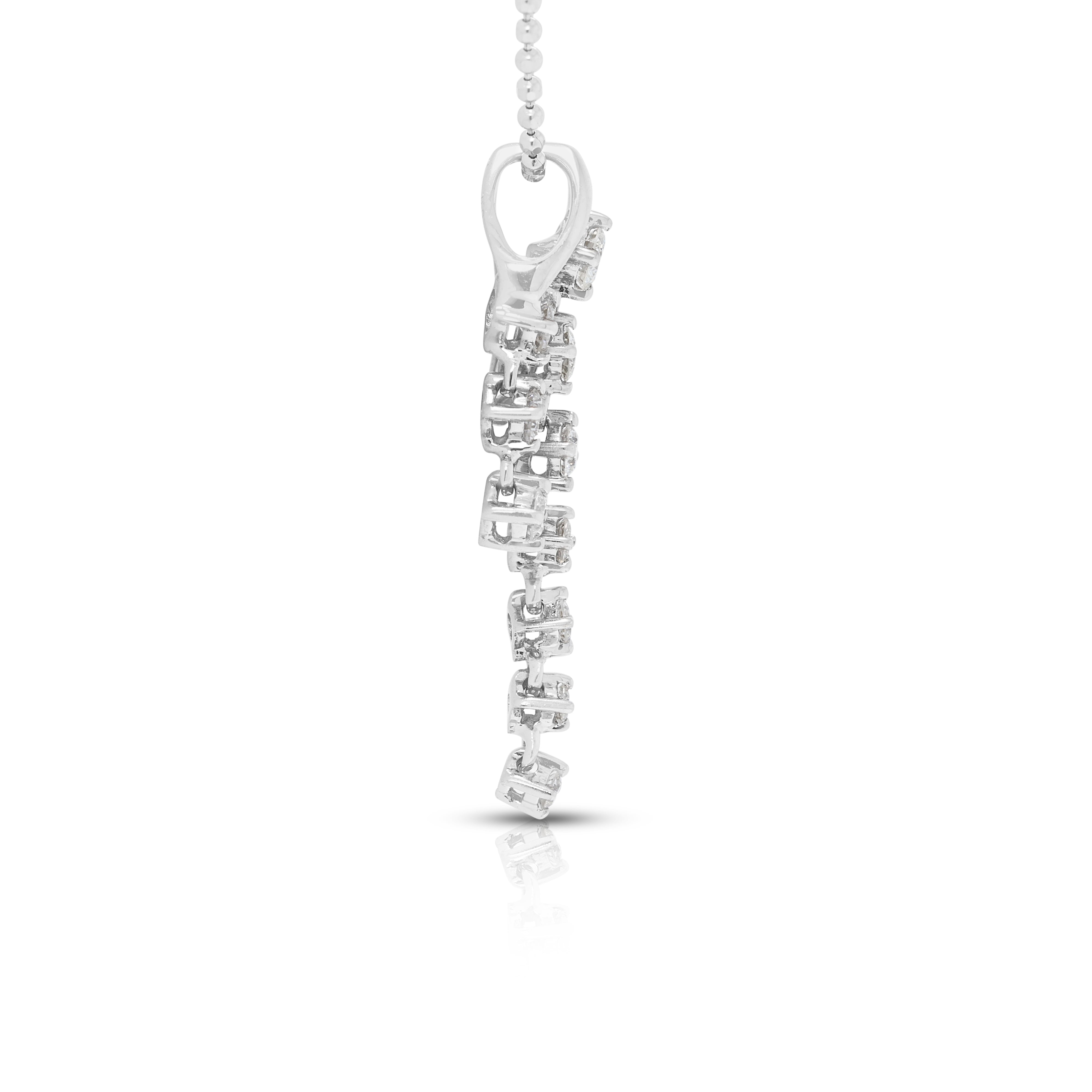 Exquisite 0.34ct Natural Diamond Drop Necklace 18K White Gold