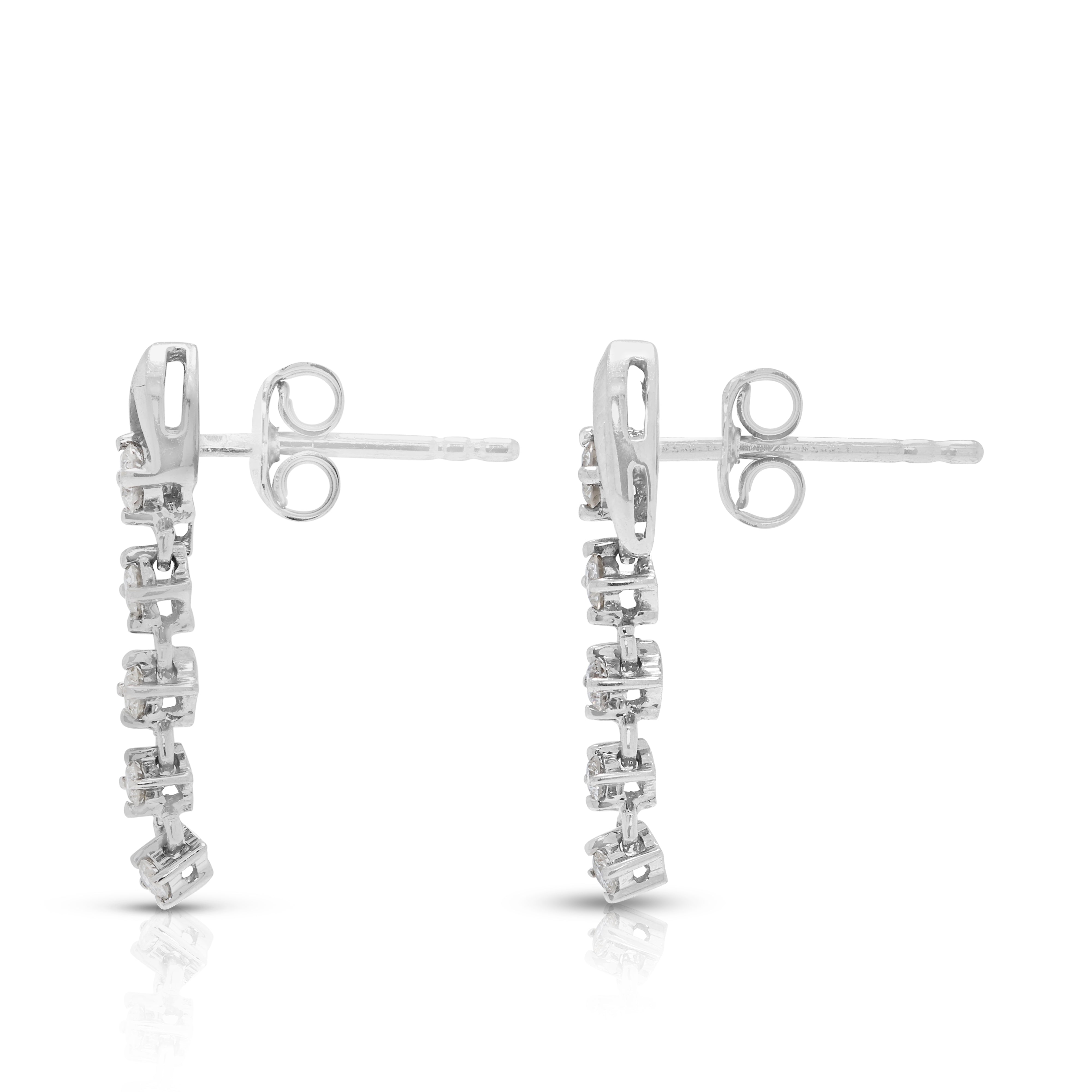 Sparkling 0.15ct Natural Diamond Drop Earrings in 18K White Gold