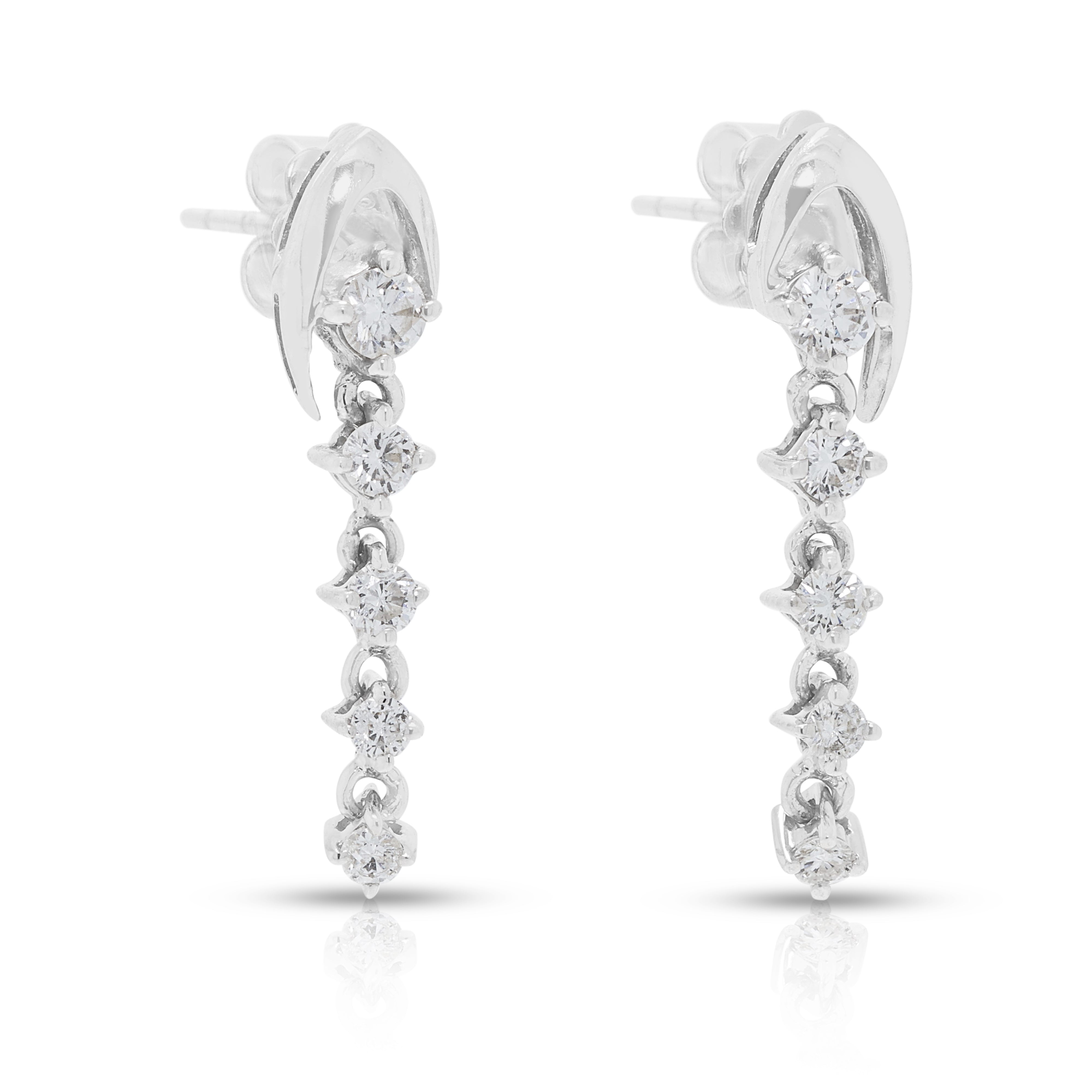 Sparkling 0.15ct Natural Diamond Drop Earrings in 18K White Gold