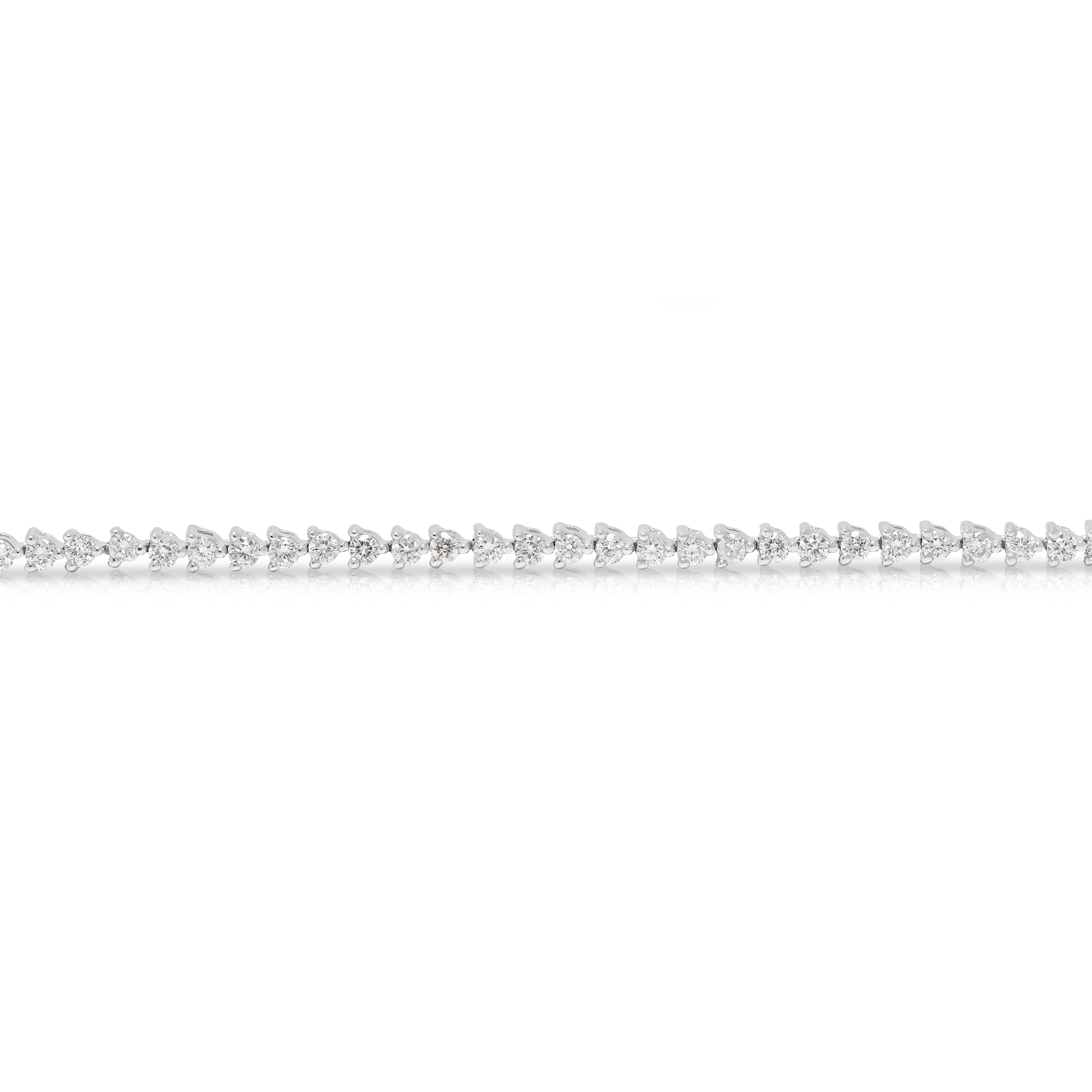 Magnificent 1.51ct Natural Diamond Tennis Bracelet in 18K White Gold