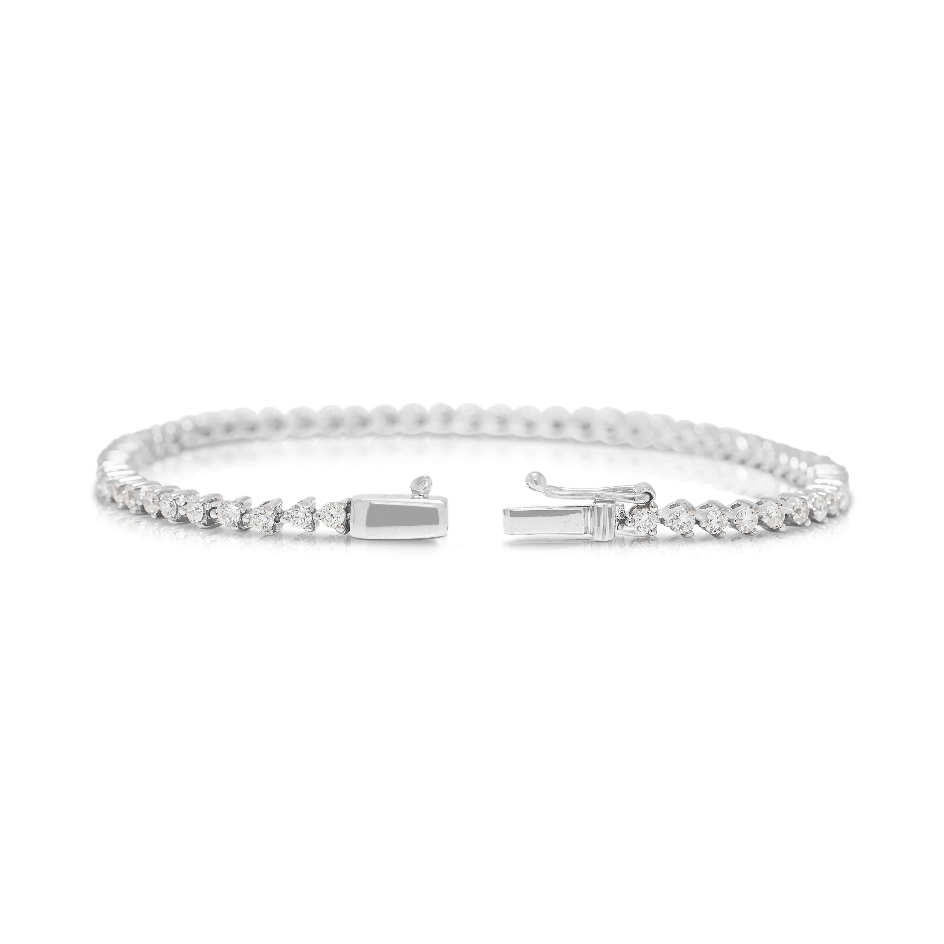 Magnificent 1.51ct Natural Diamond Tennis Bracelet in 18K White Gold