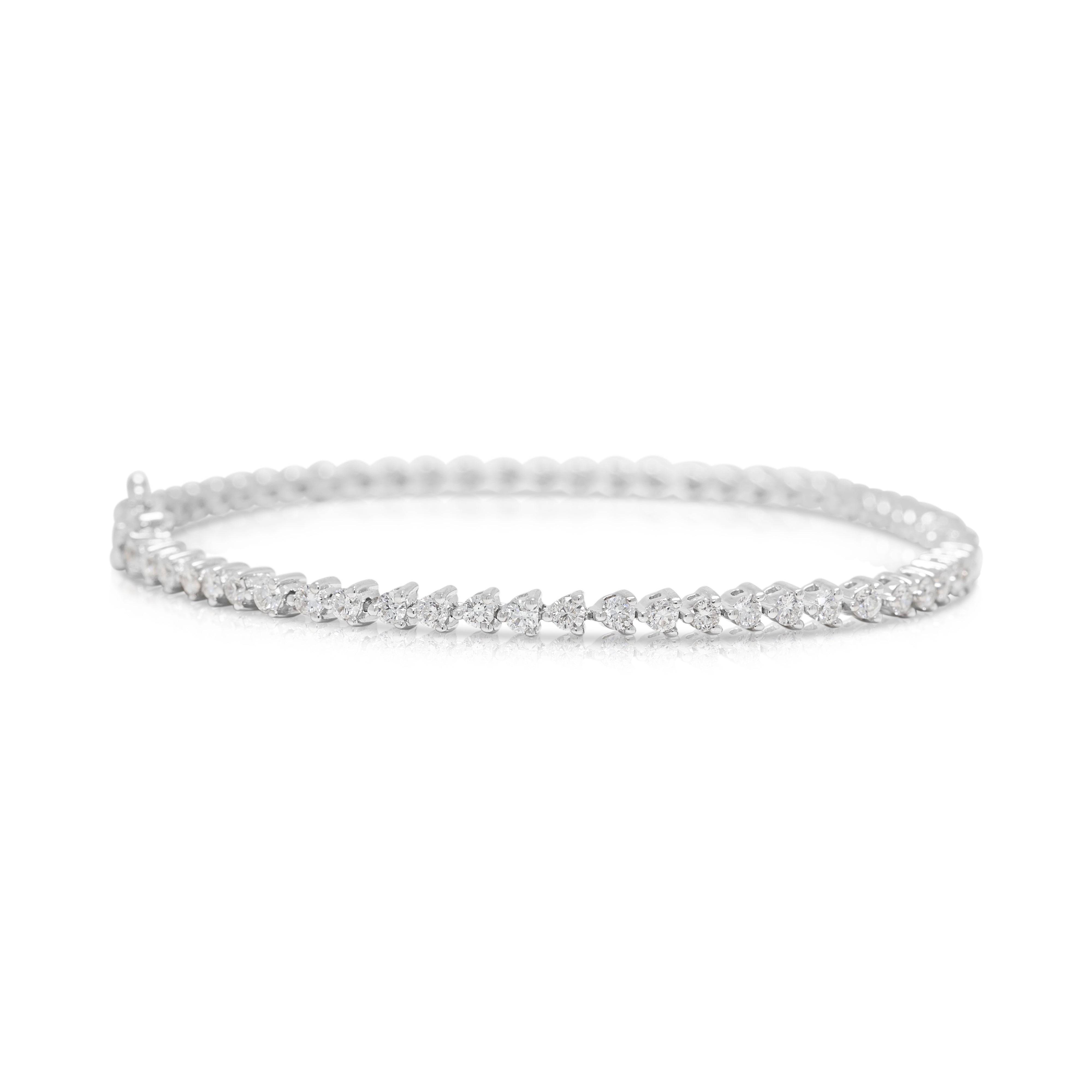 Magnificent 1.51ct Natural Diamond Tennis Bracelet in 18K White Gold