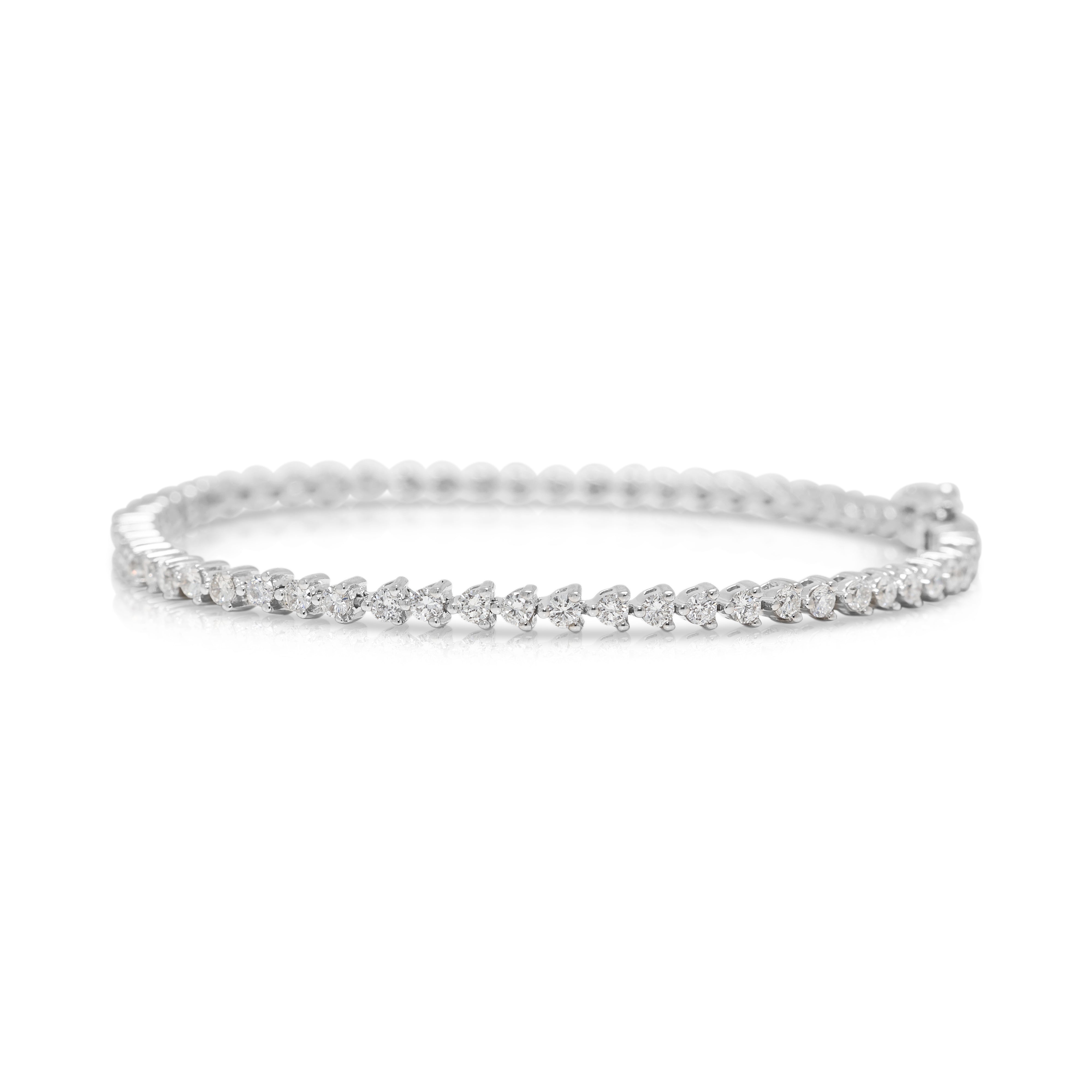 Magnificent 1.51ct Natural Diamond Tennis Bracelet in 18K White Gold