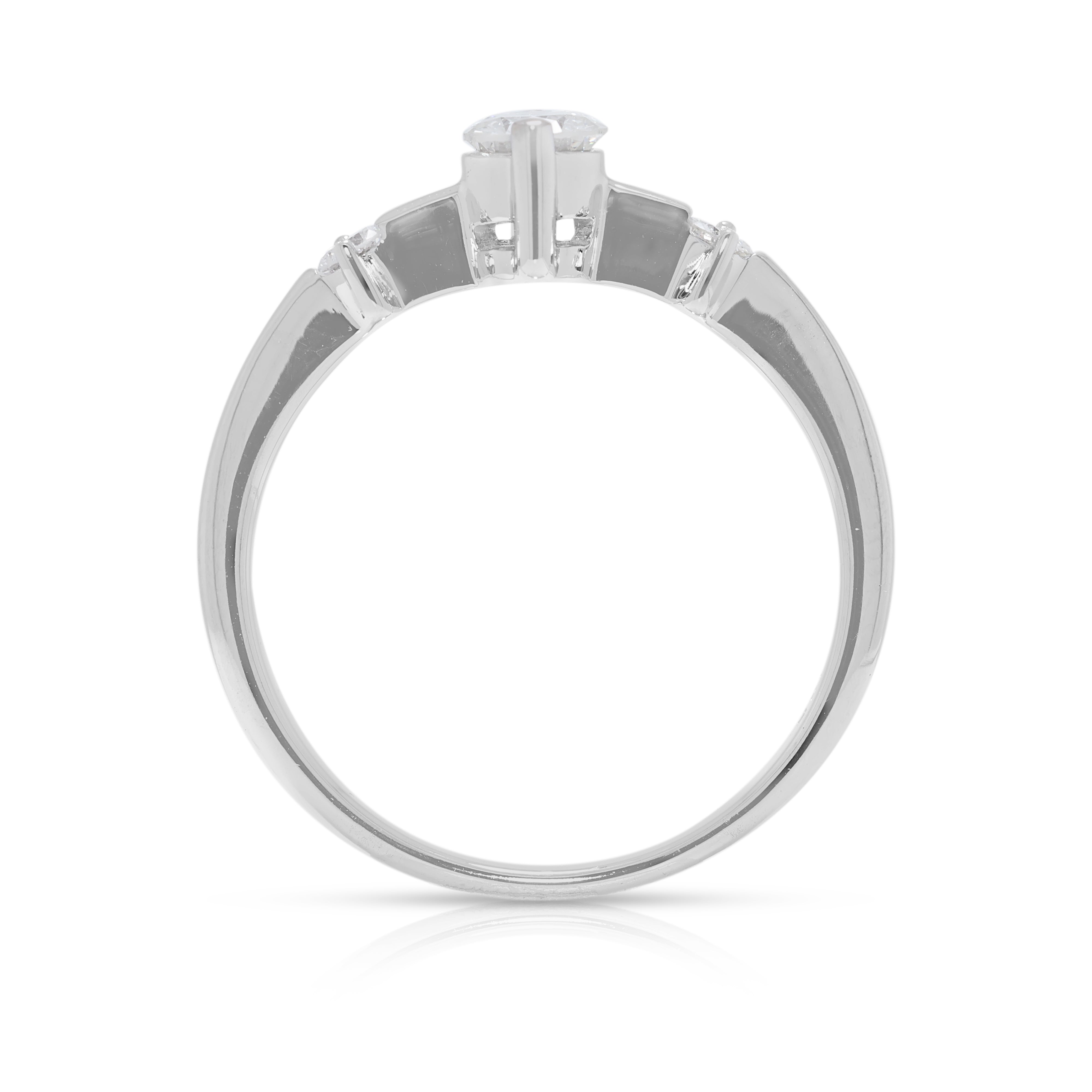 Classic 0.32ct Three-Stone Natural Diamond Ring in 18K White Gold
