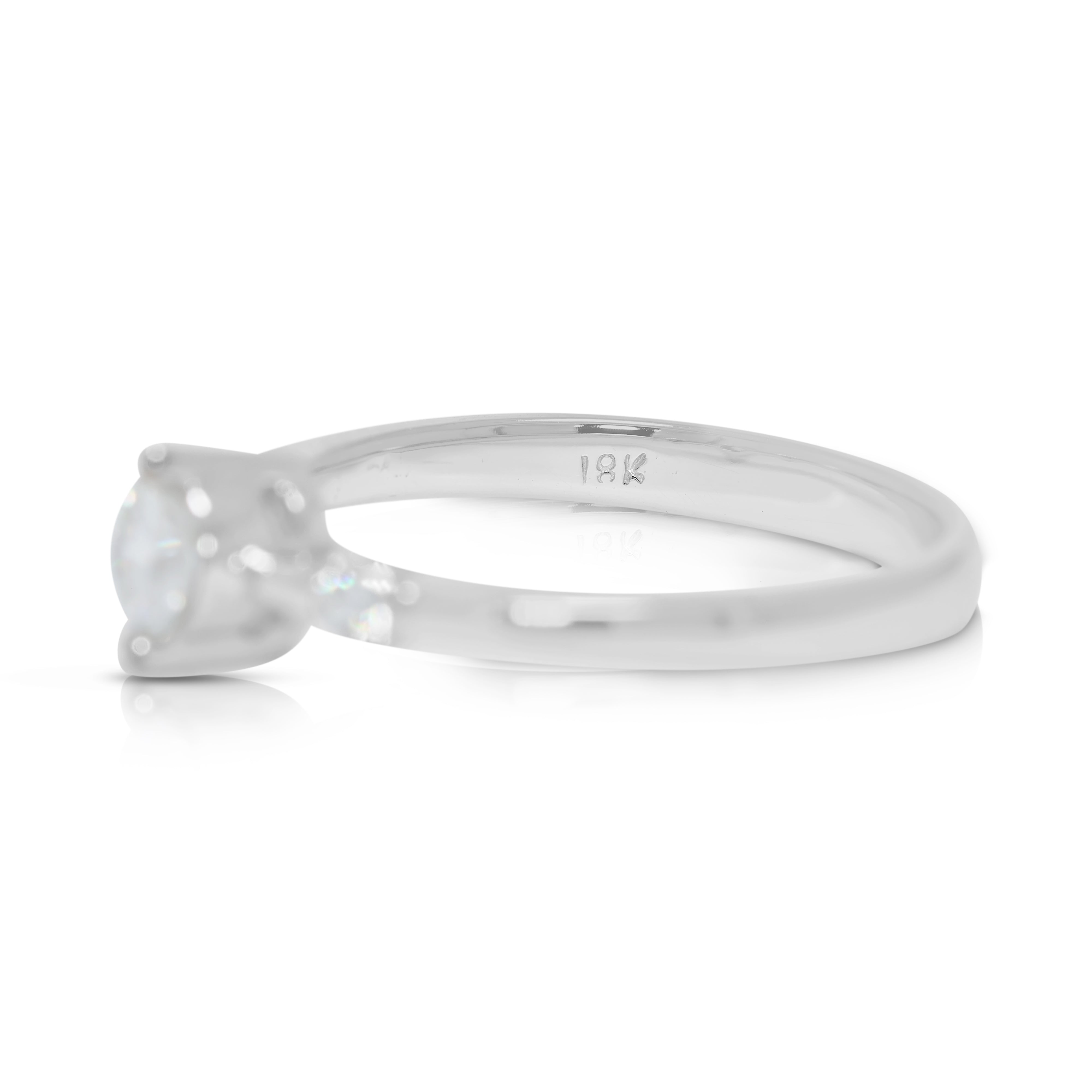 Classic 0.32ct Three-Stone Natural Diamond Ring in 18K White Gold