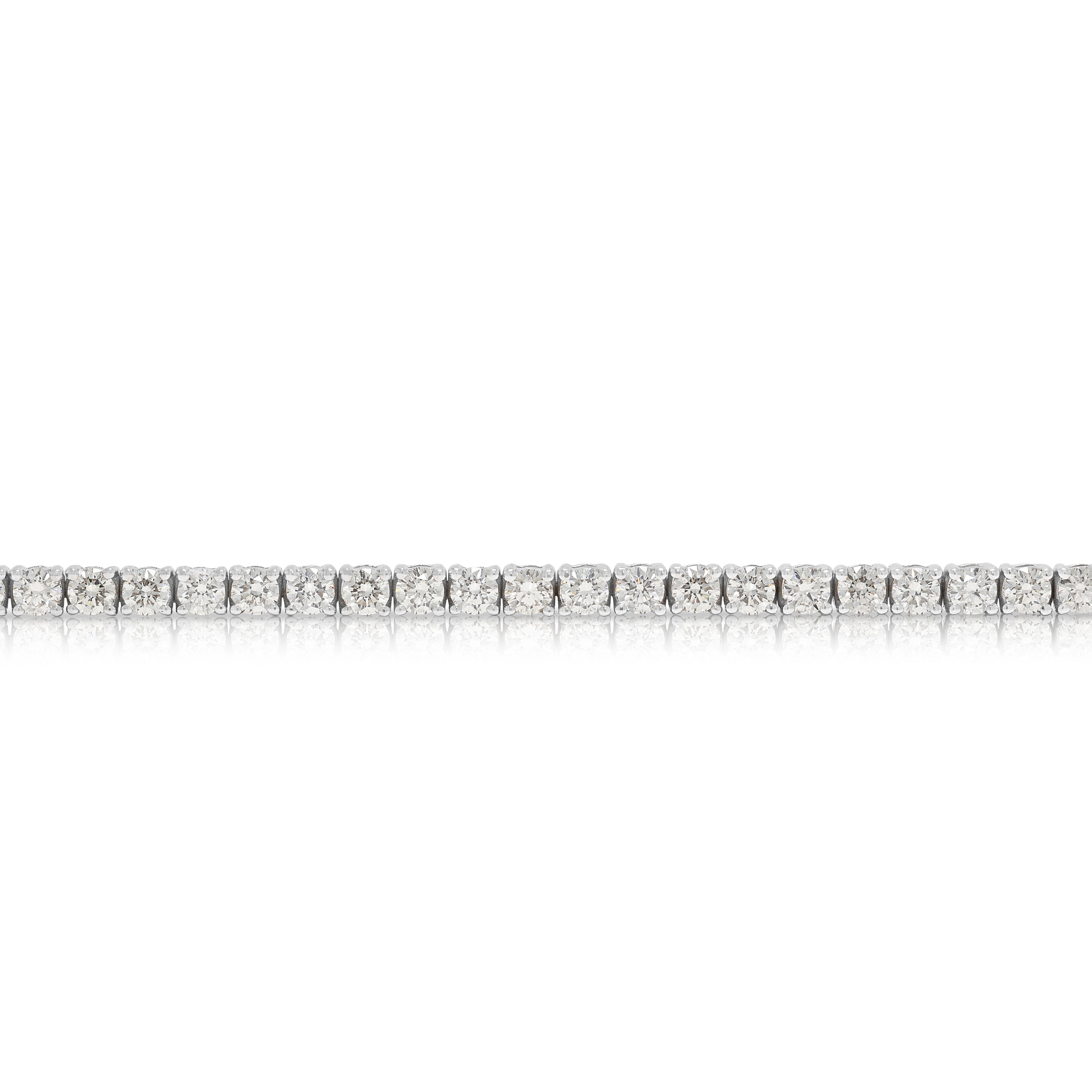 Spectacular Gold Heart 4.70ct Natural Diamond Tennis Bracelet in 18K White Gold