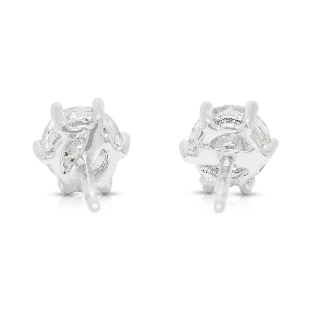 Timeless 0.95ct Round Brilliant Diamond Solitaire Stud Earrings in 18K White Gold