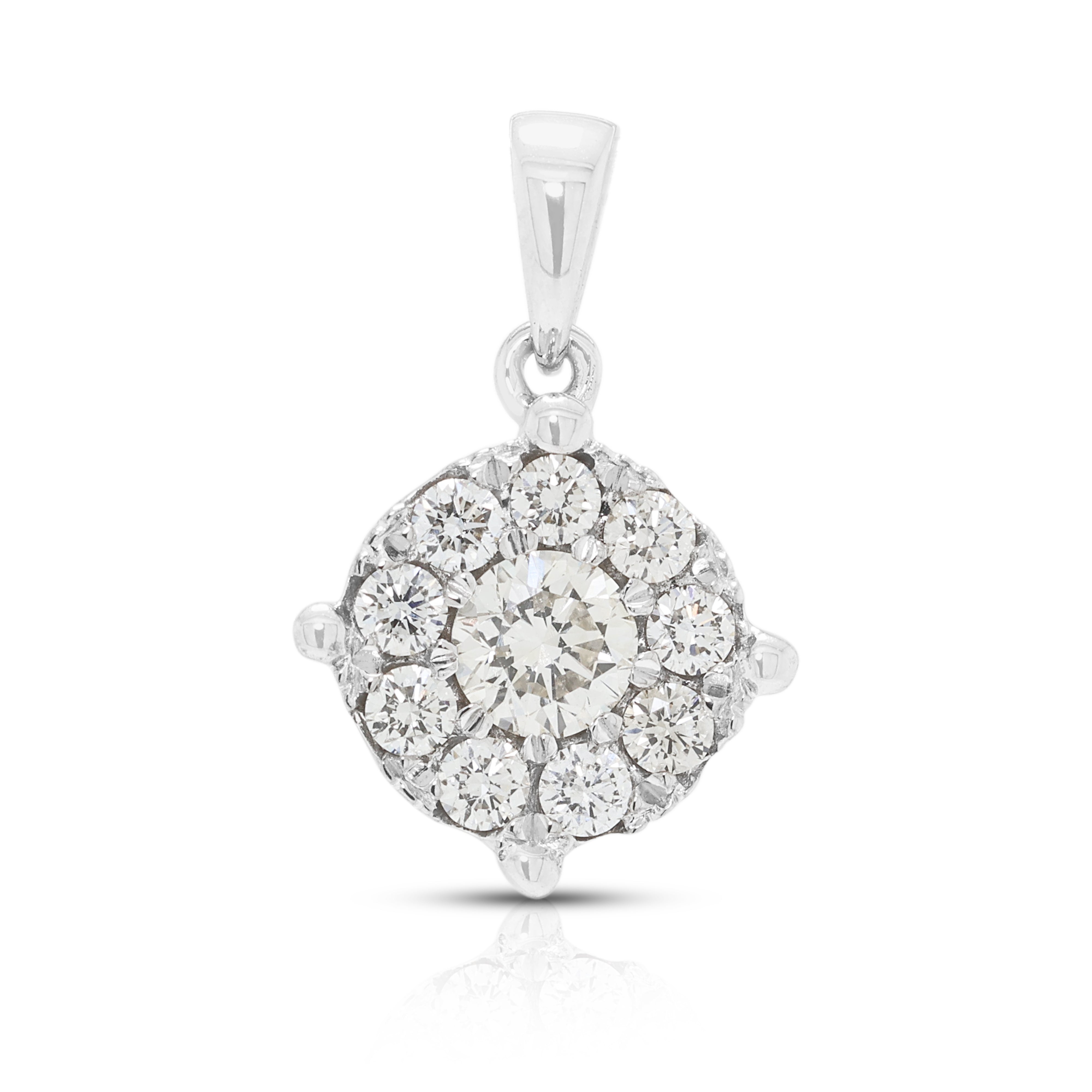 Brilliant Gold Heart 0.30ct Natural Diamond Cluster Pendant in 14K White Gold