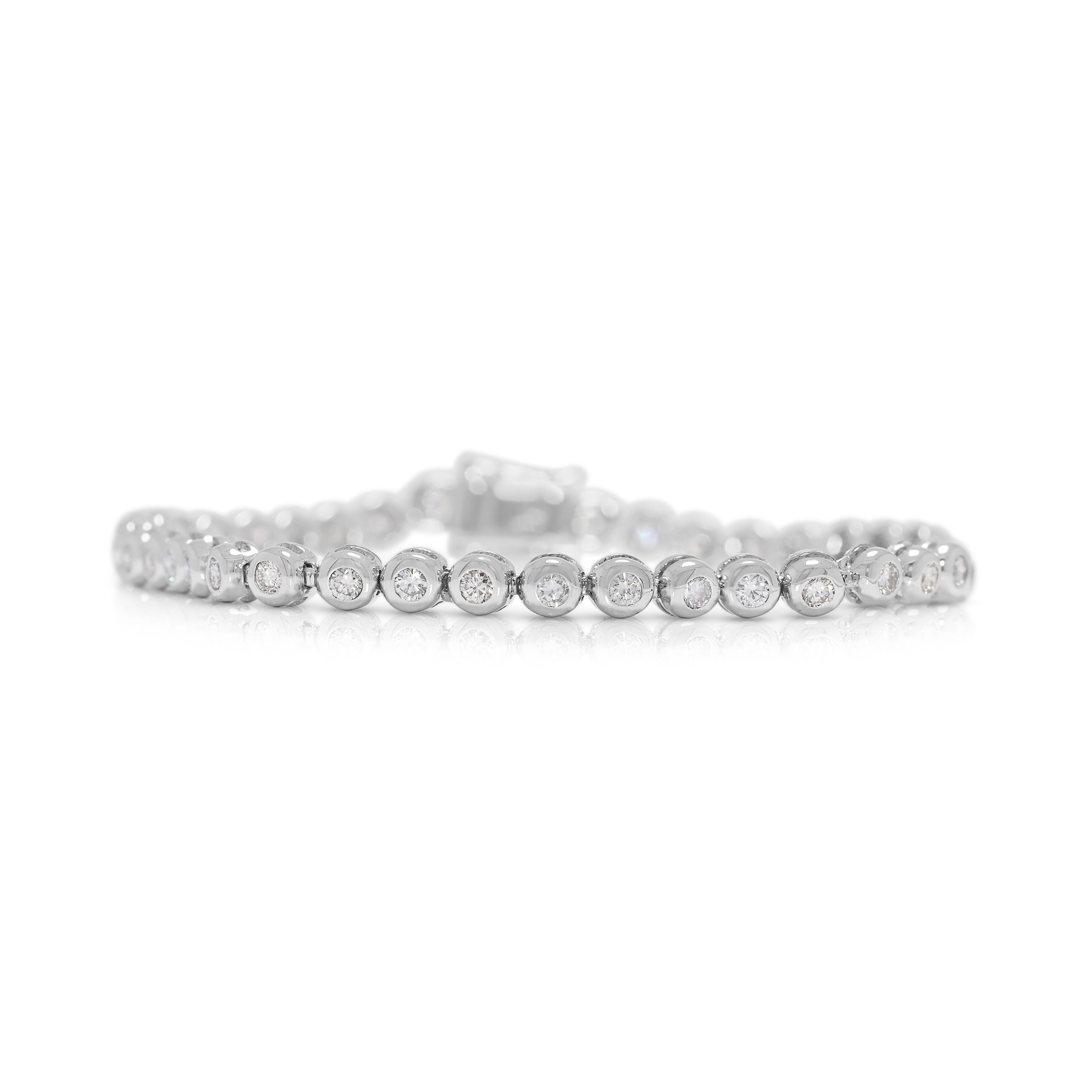 Glittering 0.82ct Natural Diamond Tennis Bracelet in 18K White Gold